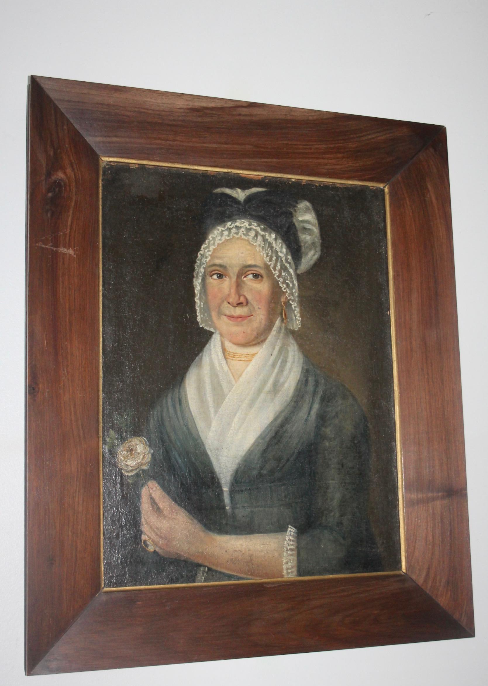 painting of a Swiss peasant woman In Good Condition For Sale In grand Lancy, CH