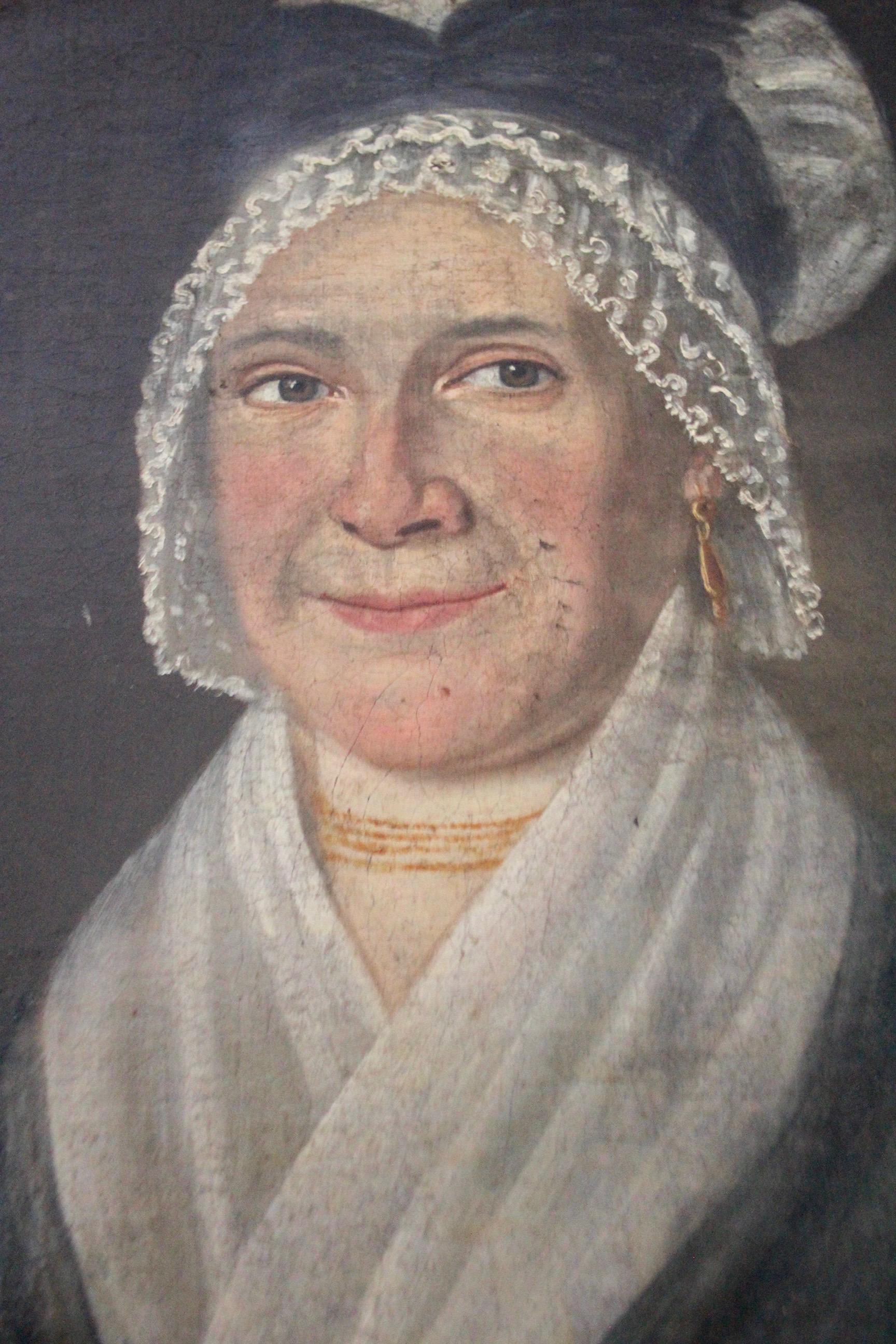 Gemälde einer Schweizer bäuerlichen Frau (Stoff) im Angebot