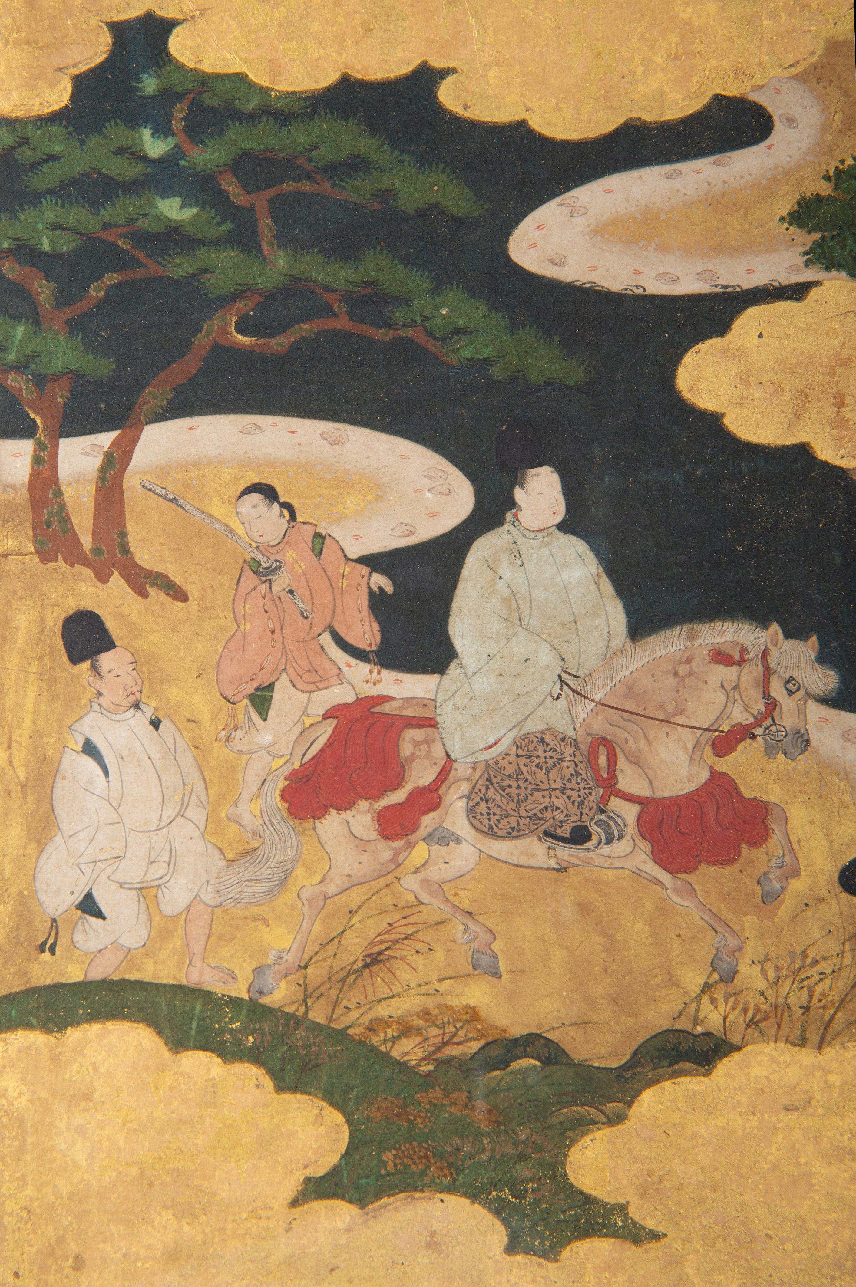 Japonisme Painting of a Tale of Genji Scene, Tosa School For Sale