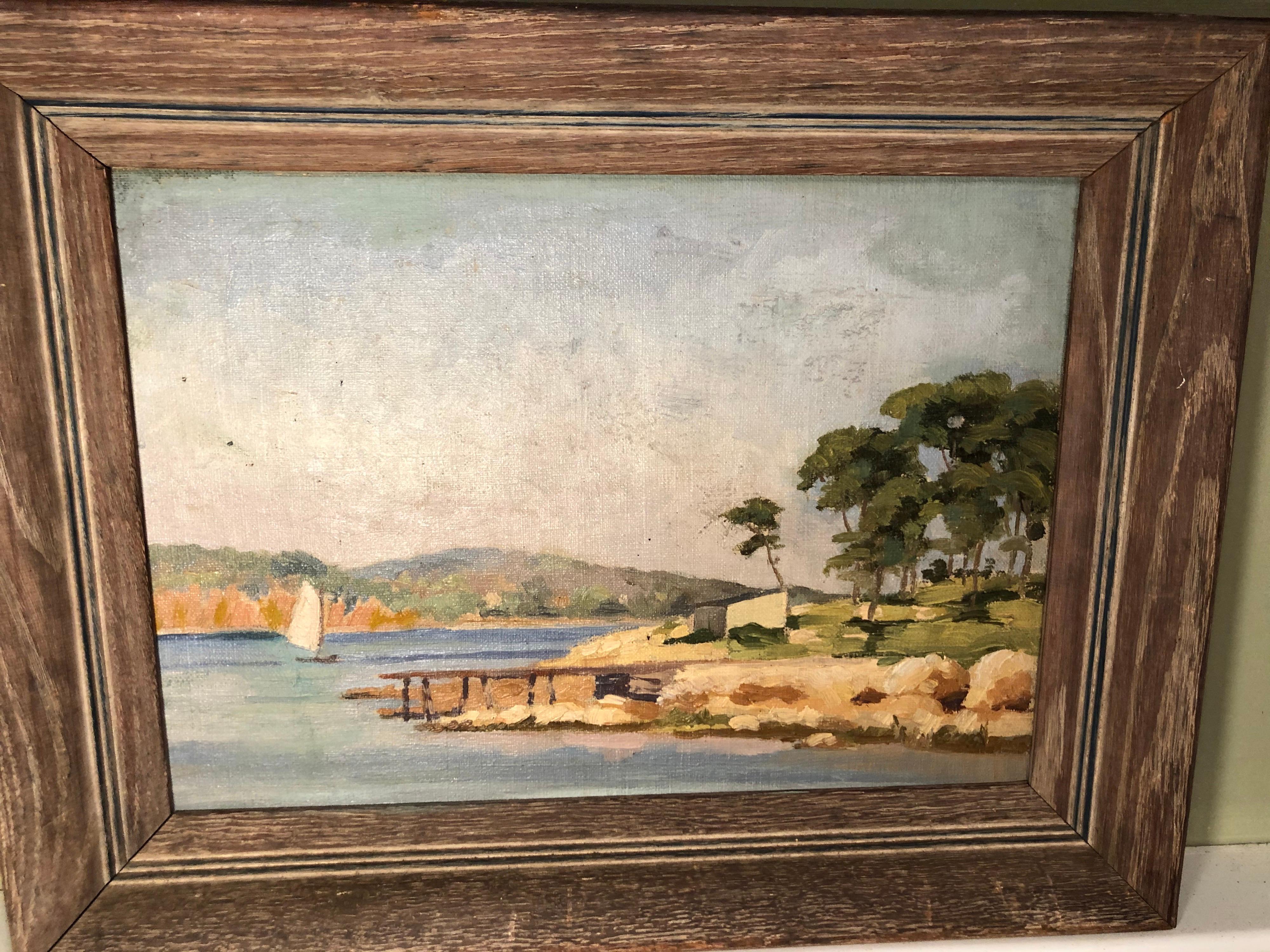 20th Century Painting of a Tropical Coastal Scene For Sale
