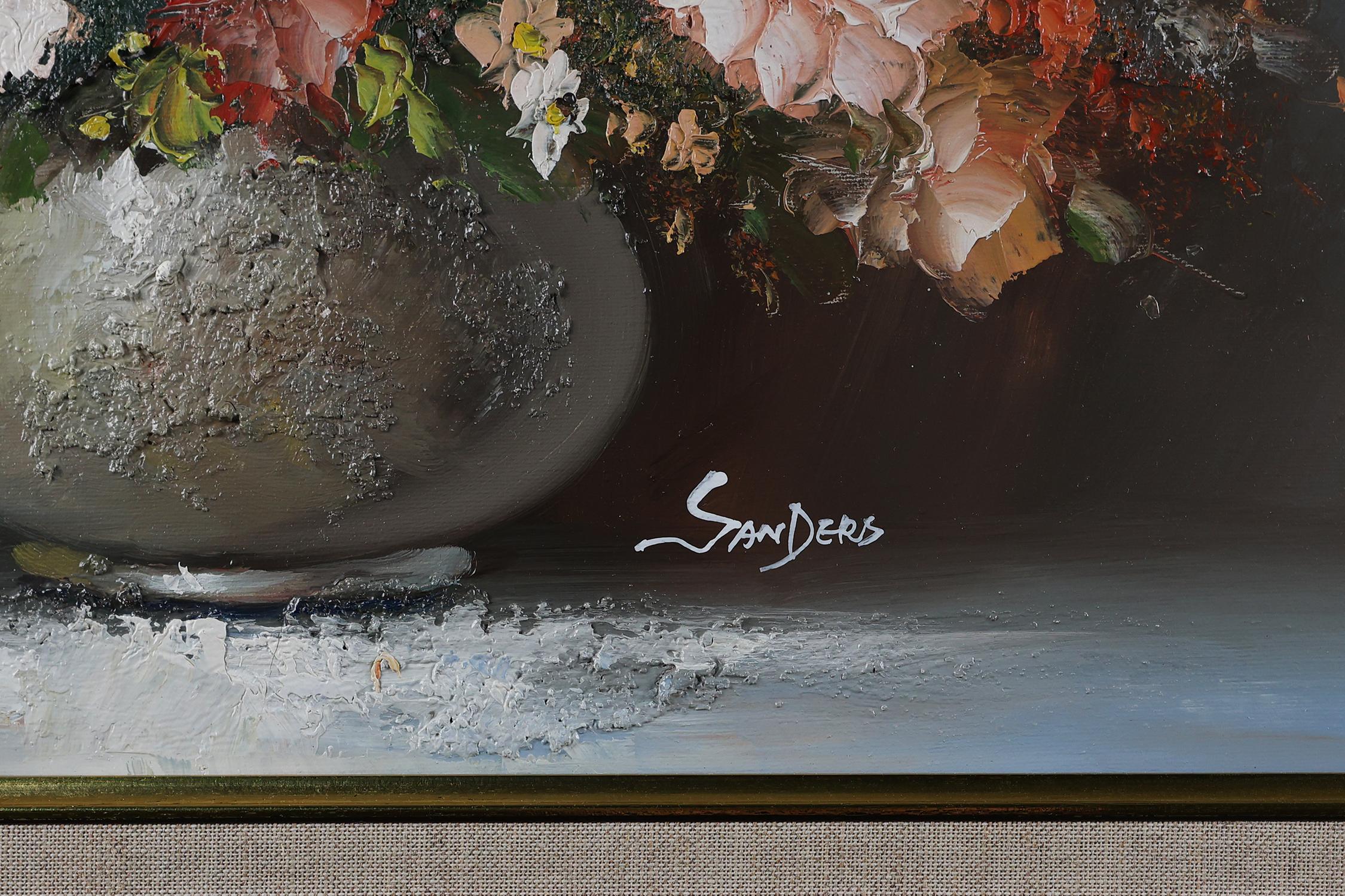Mid-Century moderno Quadro di un vaso con fiori del pittore belga Edmond Sanders (1898-1961) in vendita