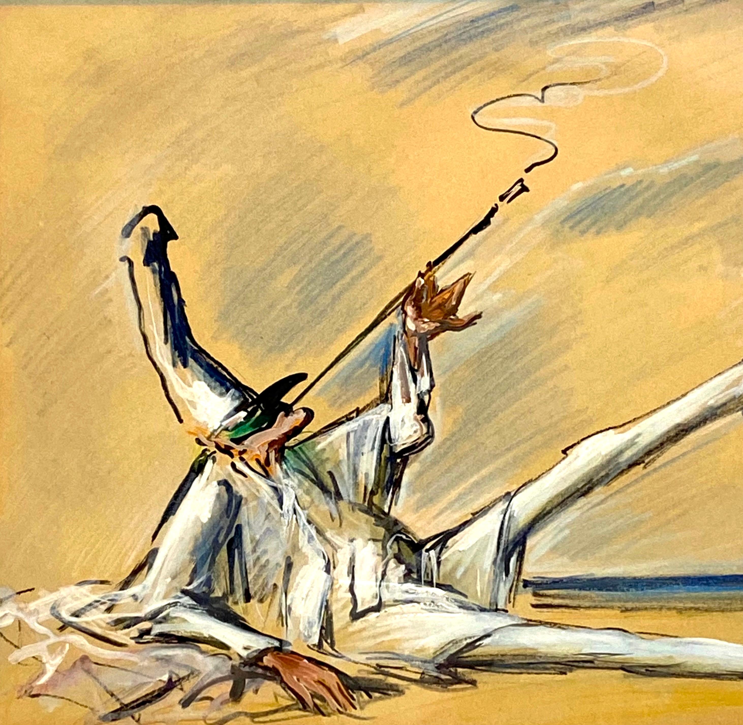 Gemälde einer venezianischen Figur, die eine Zigaretten raucht (Italienisch) im Angebot