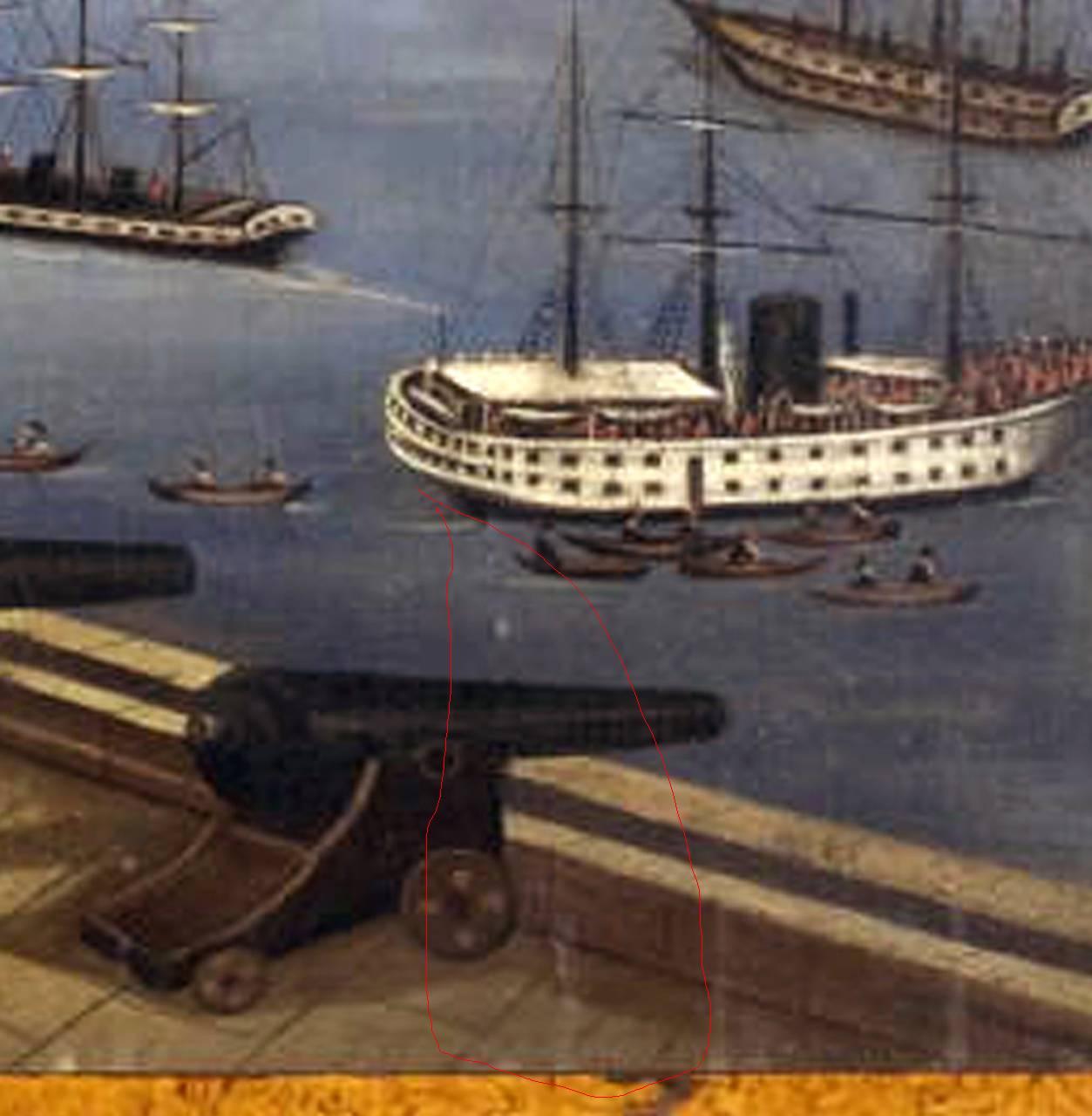 Großes Port-Szene-Gemälde einer Ansicht des Hafens von Valletta, Malta (Farbe) im Angebot