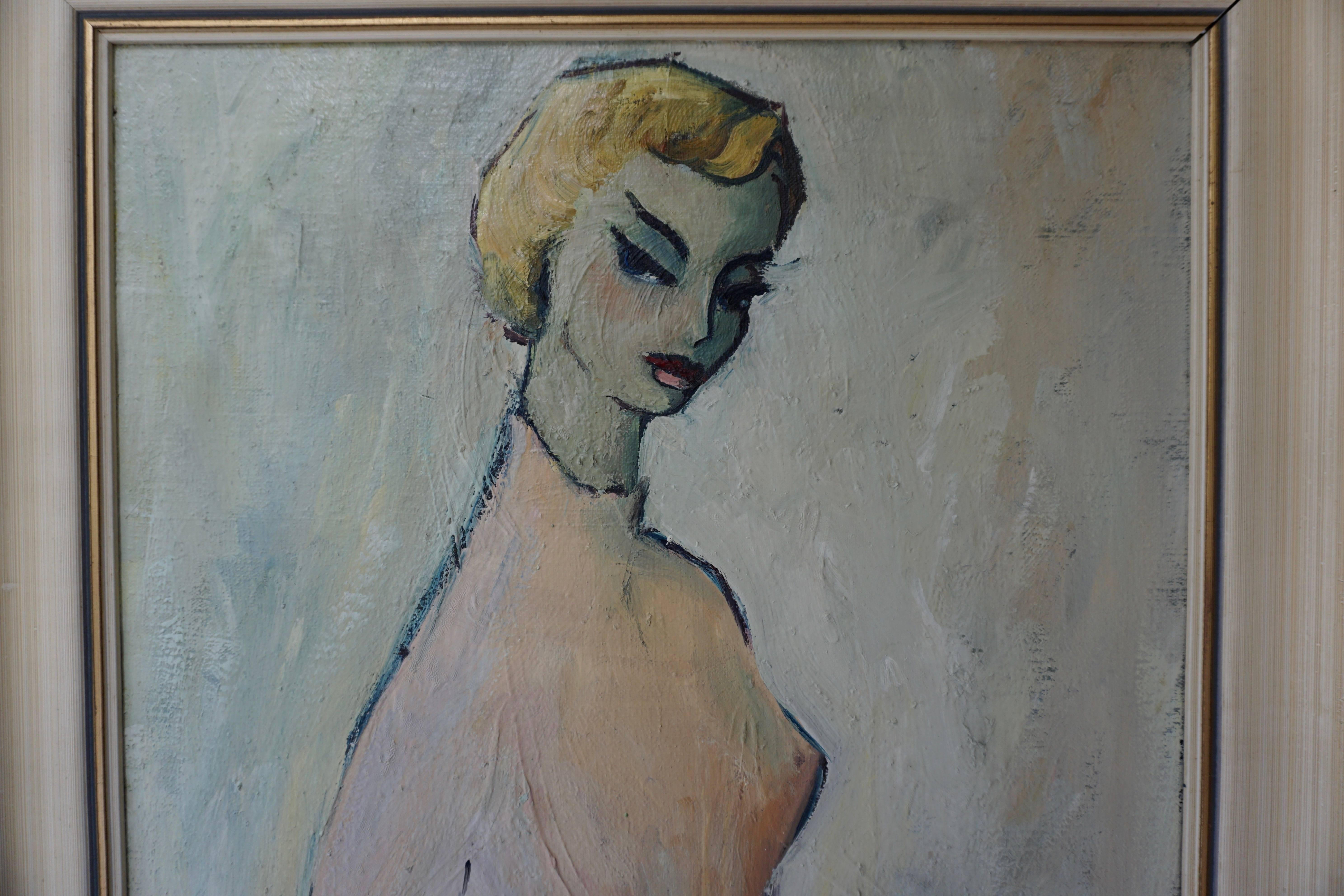 Painting of a Woman by a Van Leemput In Good Condition In Antwerp, BE