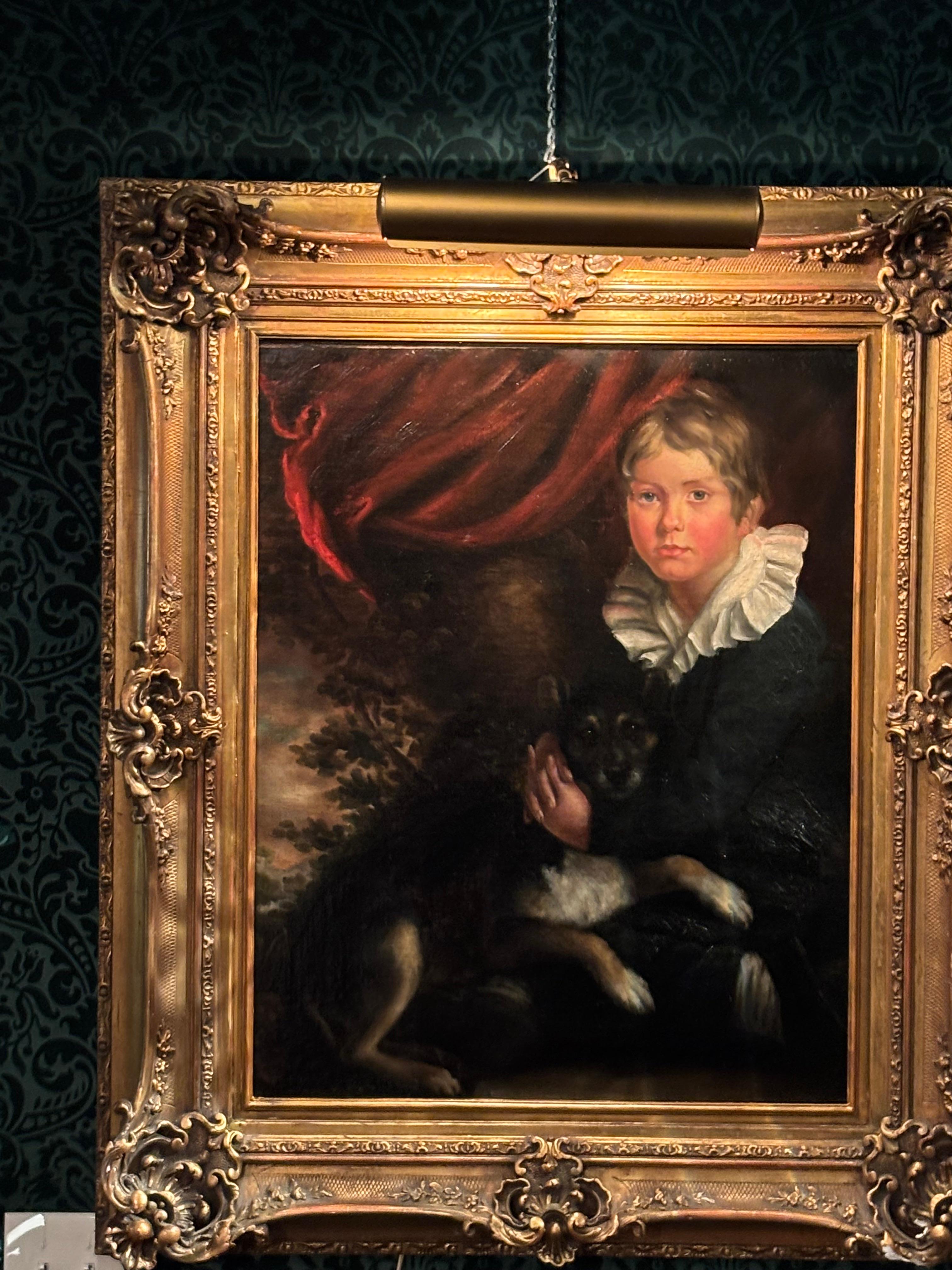 Painting of a Young Boy with His Dog after Henry Raeburn For Sale 1