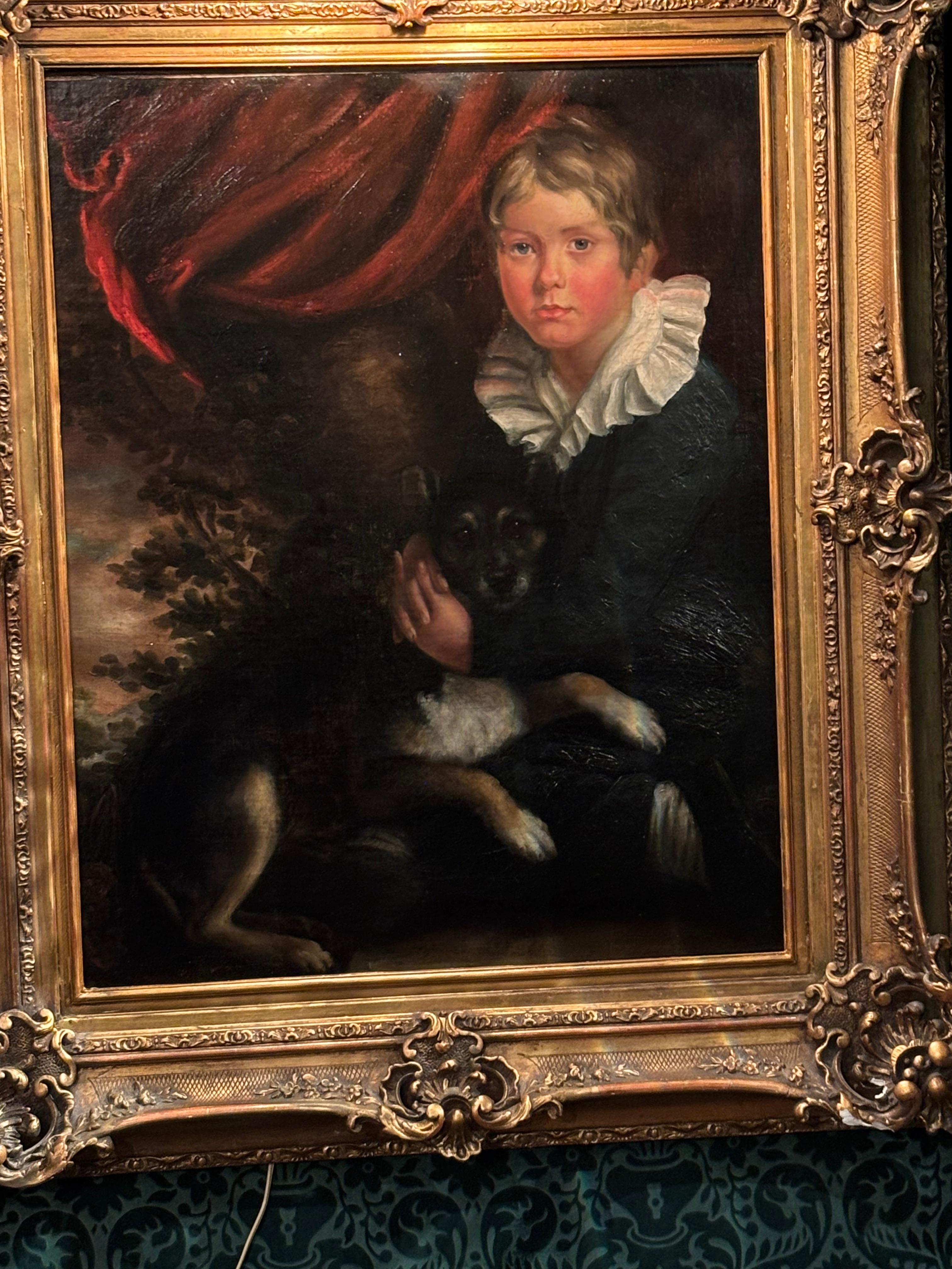 Painting of a Young Boy with His Dog after Henry Raeburn For Sale 3