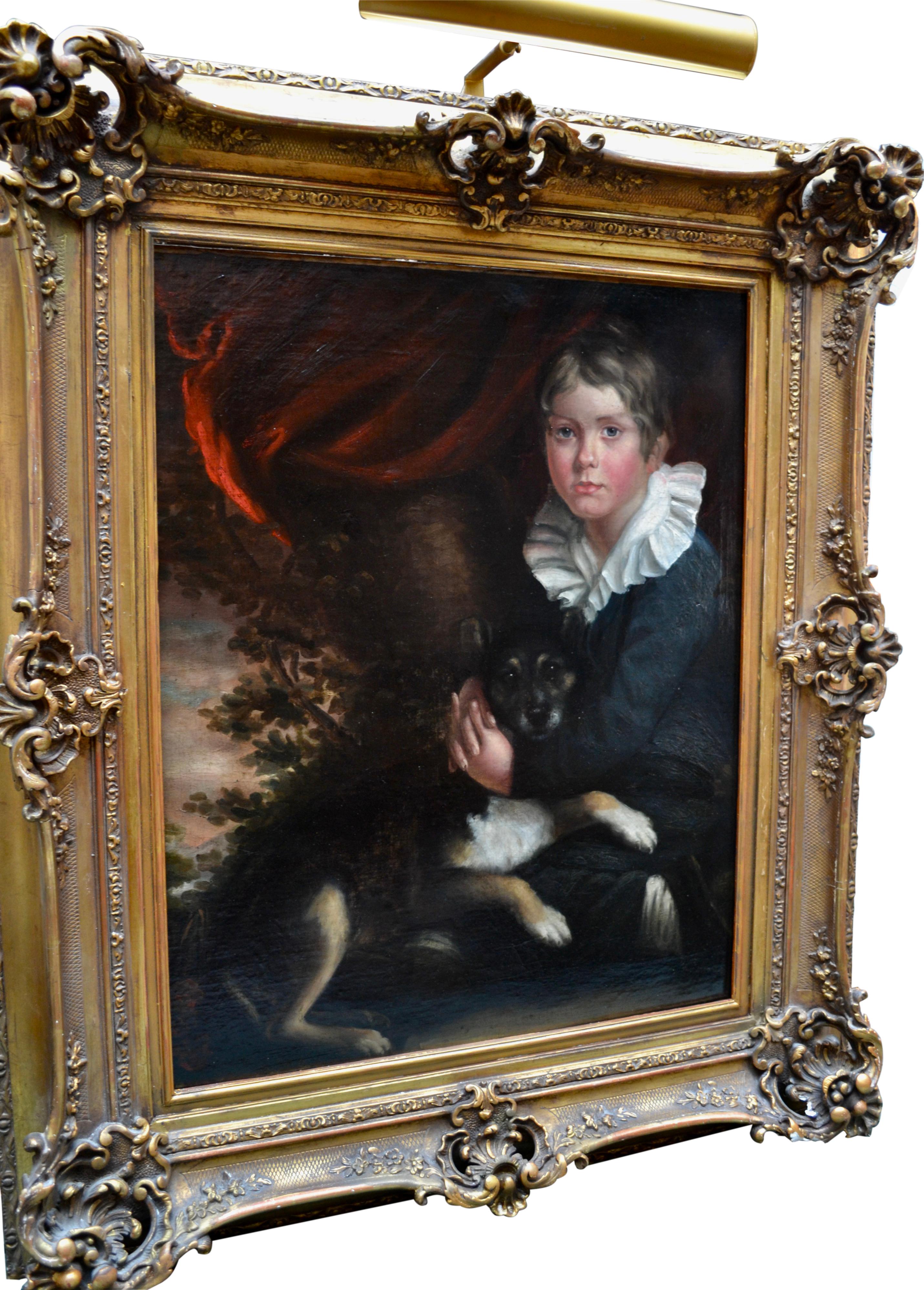 Écossais Peinture d'un jeune garçon avec son chien d'après Henry Raeburn en vente