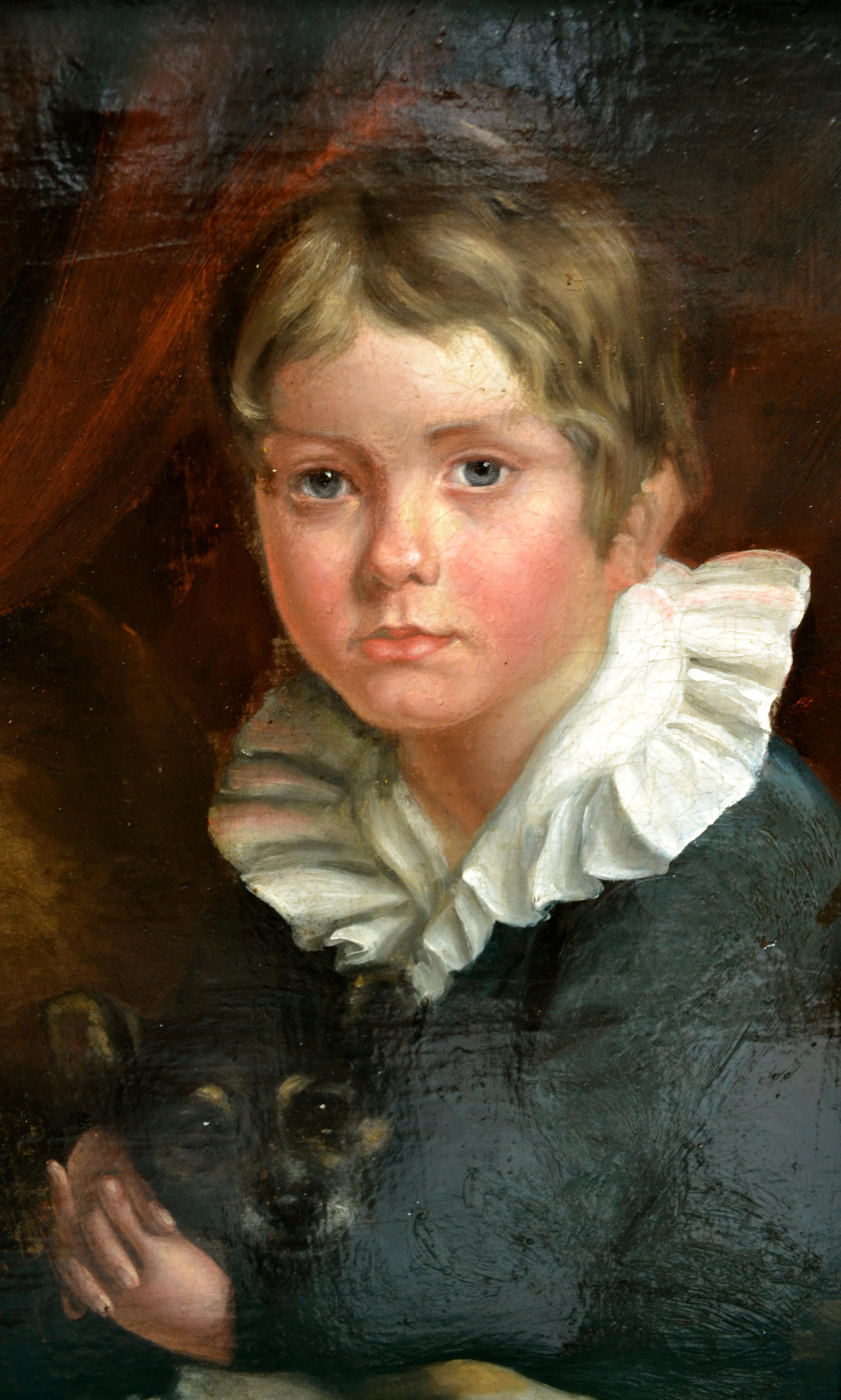 Painting of a Young Boy with His Dog after Henry Raeburn In Good Condition For Sale In Vancouver, British Columbia