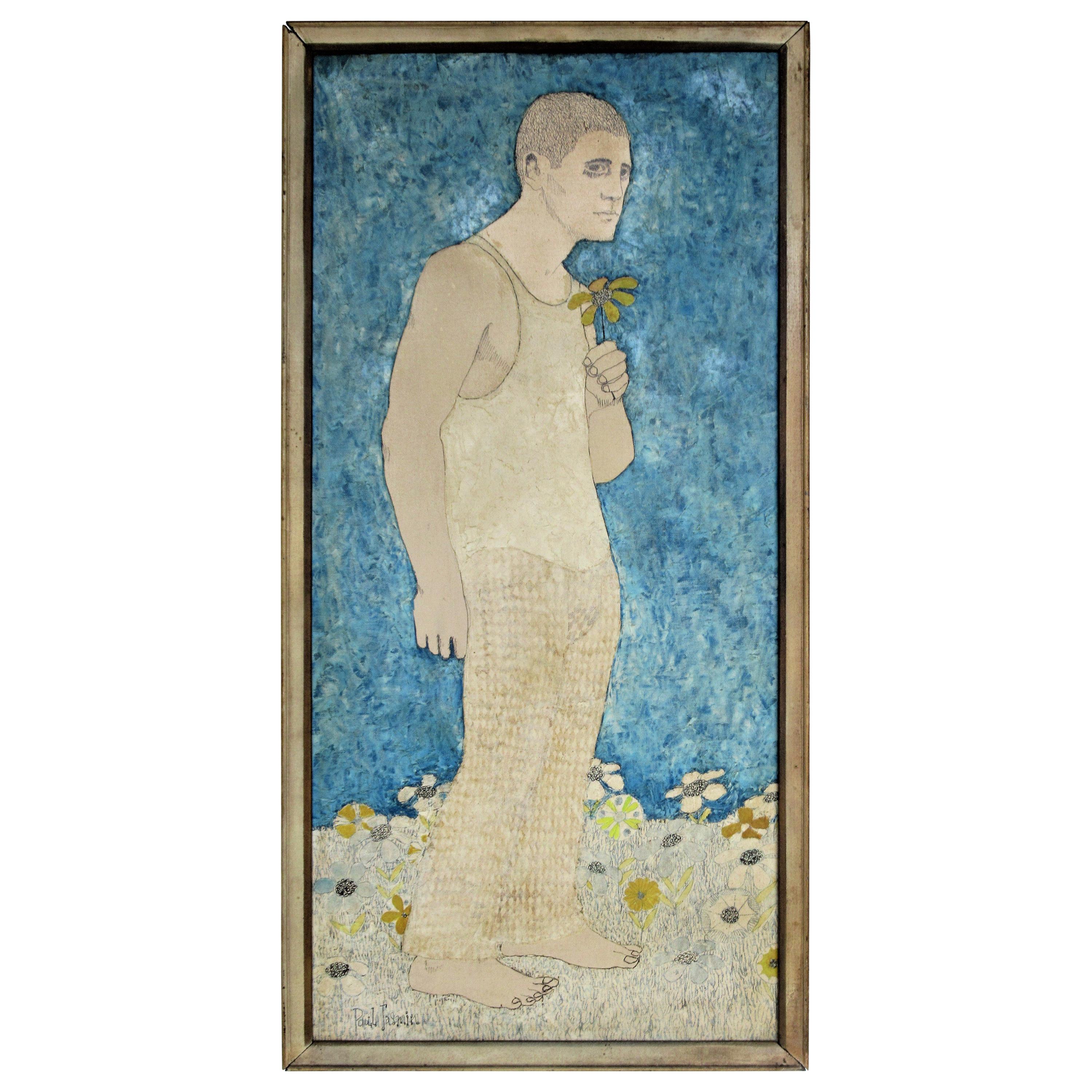 Painting of a Young Man with Flower by Paul Jasmin