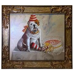 Gemälde einer englischen Bulldogge von George van Herwaarde