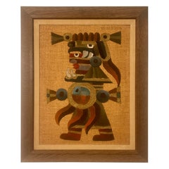 Vintage Painting of Aztec Warrior Jose Maria de Servin