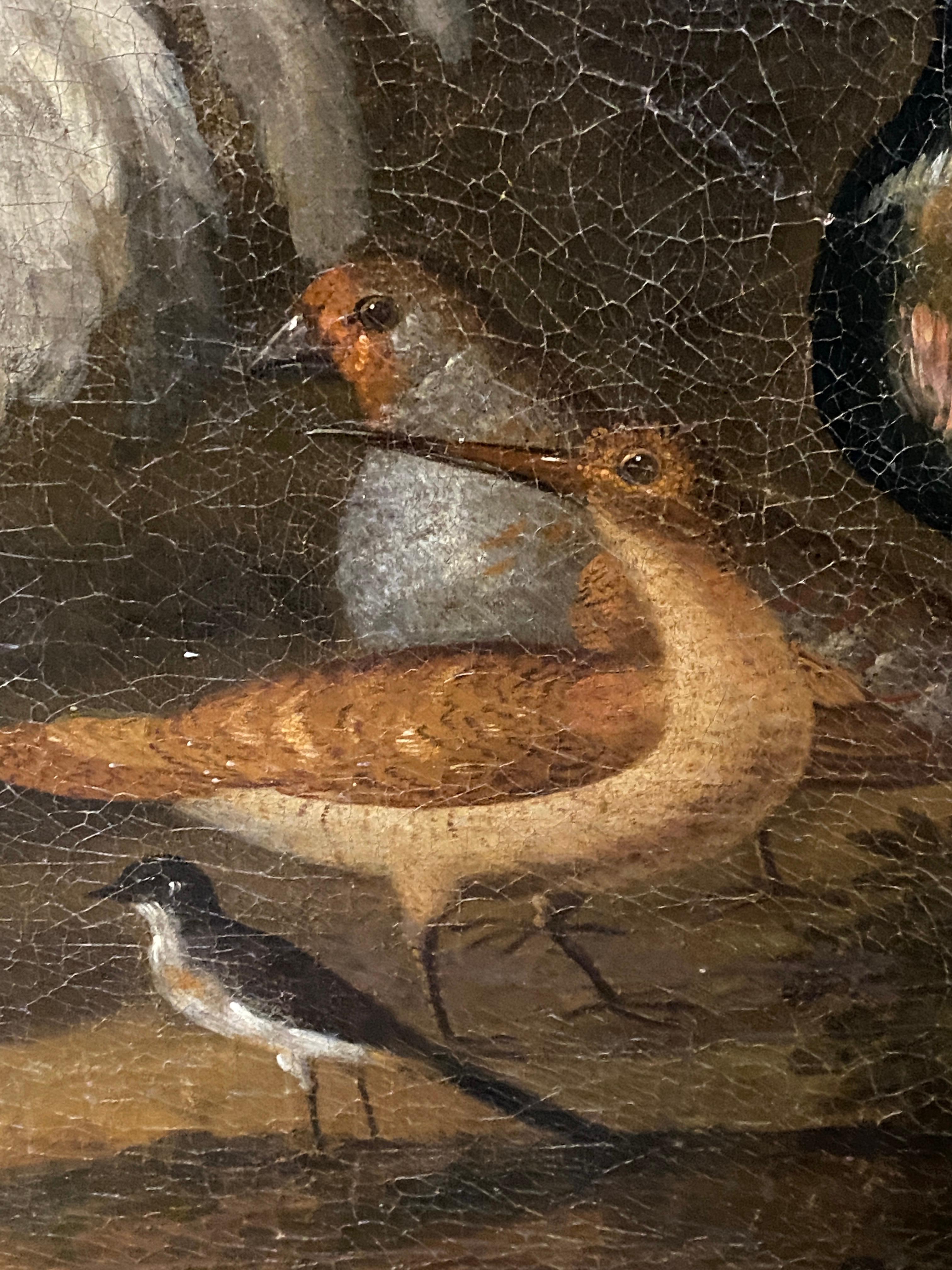 Painting of Birds, Attributed to Marmaduke Craddock In Good Condition For Sale In Essex, MA