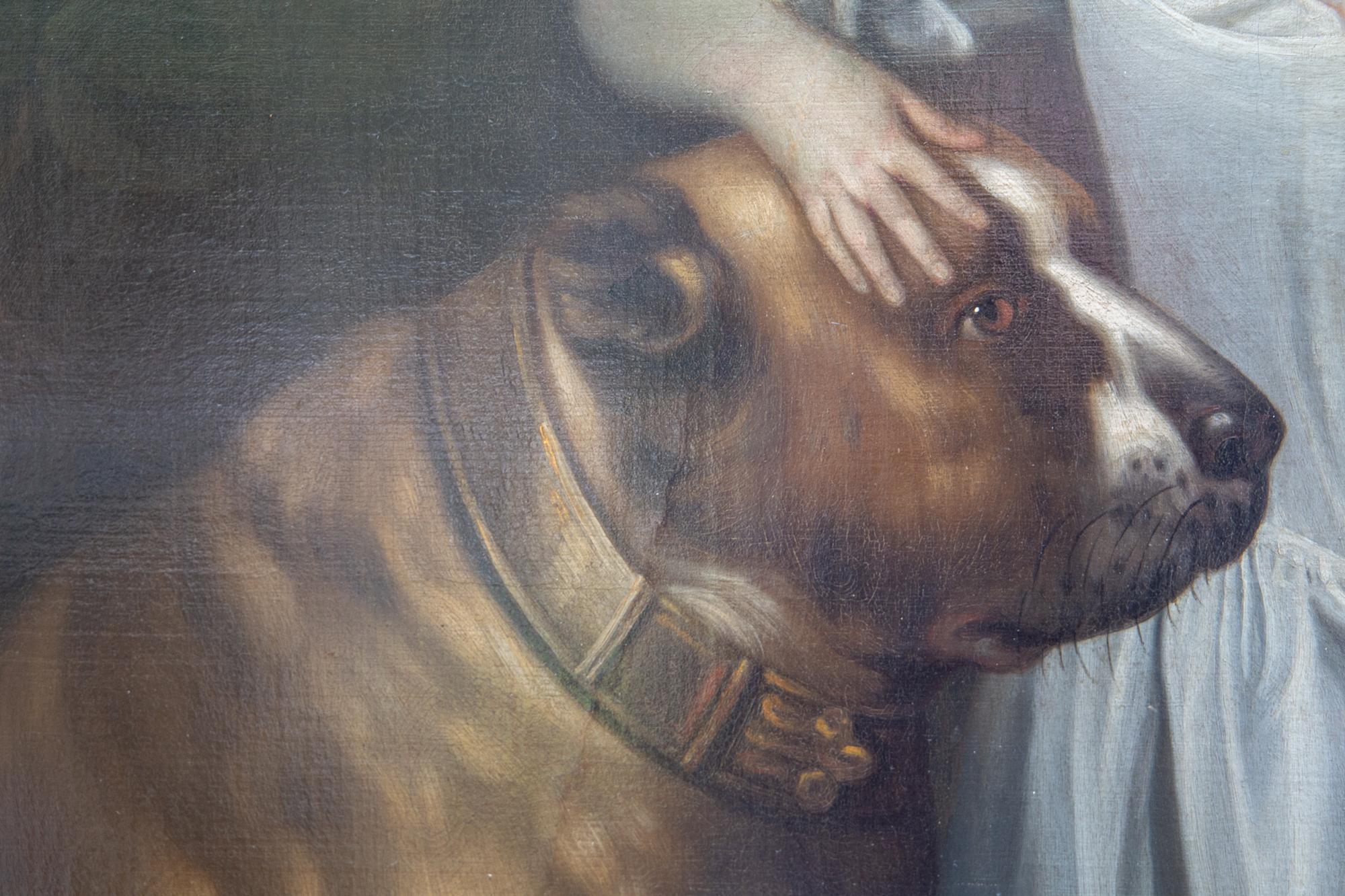 Painting of Boy and Mastiff, Circle of Thomas Hudson, Oil on Canvas, circa 1750 In Good Condition In London, GB