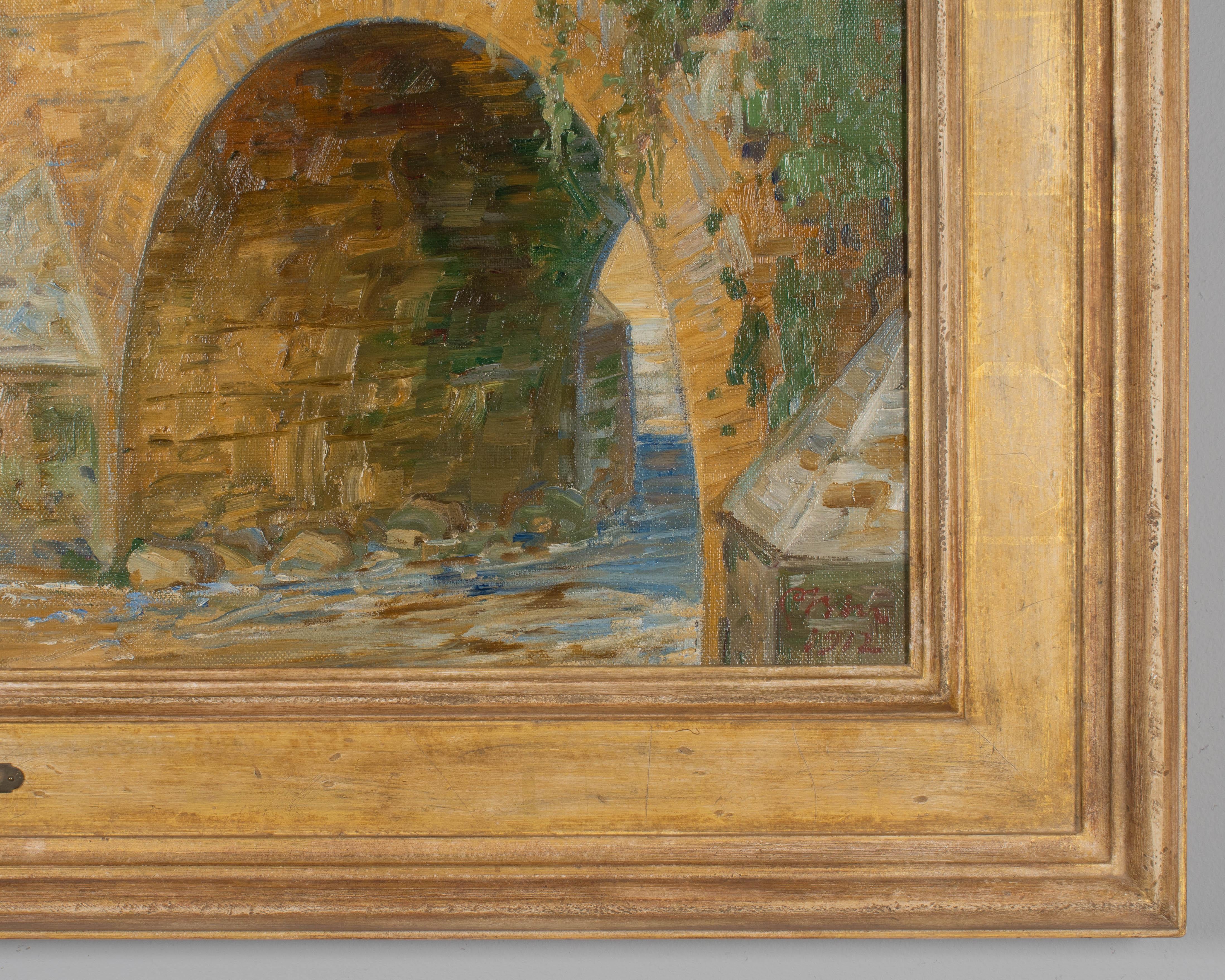 Beaux-Arts Pittura di Ponte sul fiume Aniene, Vicovaro Italia in vendita