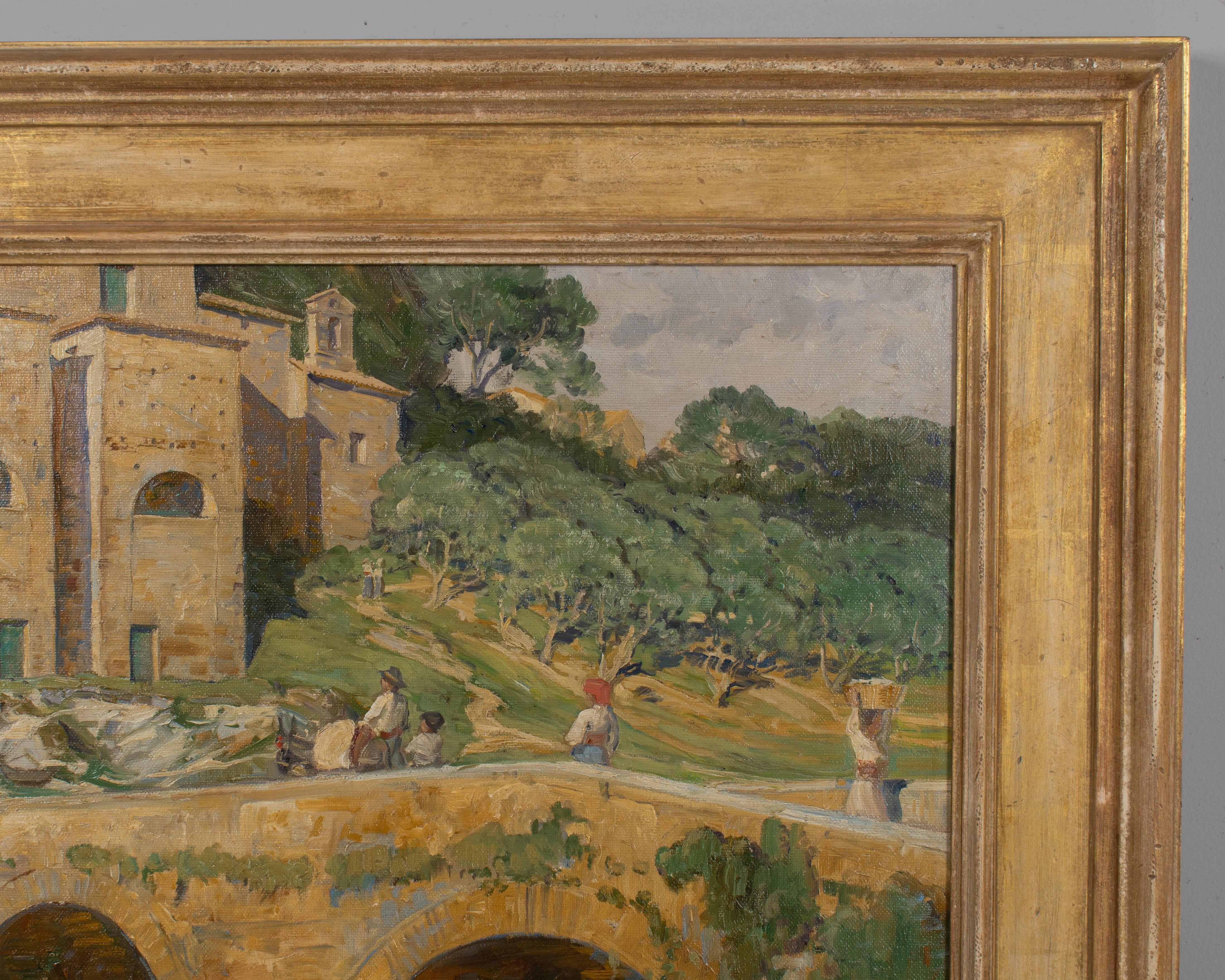 Pittura di Ponte sul fiume Aniene, Vicovaro Italia In condizioni buone in vendita a Winter Park, FL