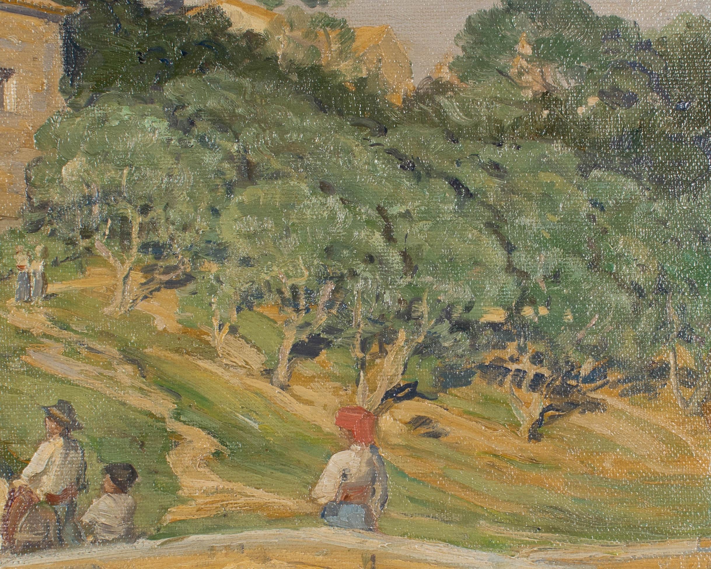 Legno dorato Pittura di Ponte sul fiume Aniene, Vicovaro Italia in vendita