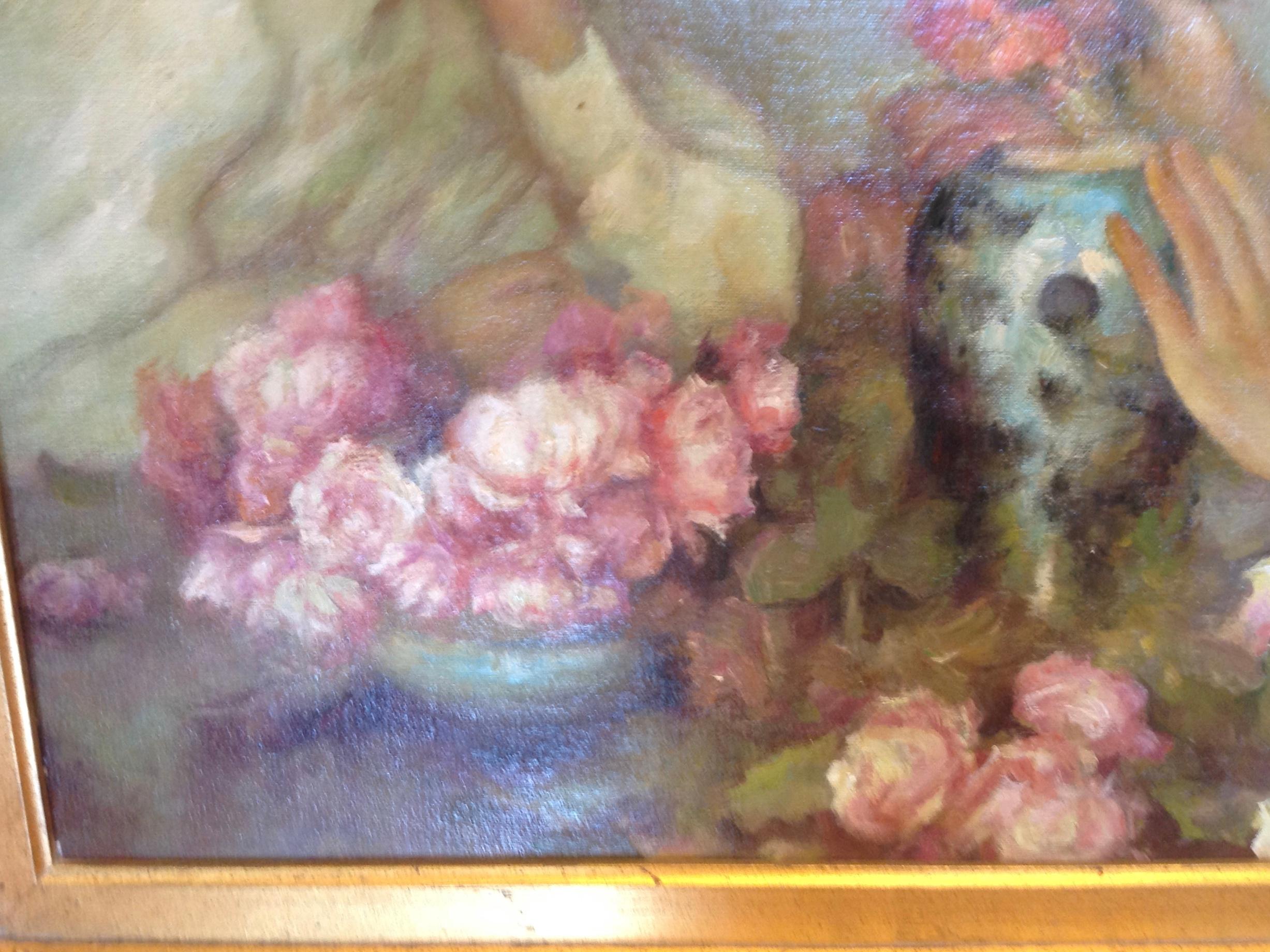20th Century Painting of Comely Young Girls by Rene Rambert