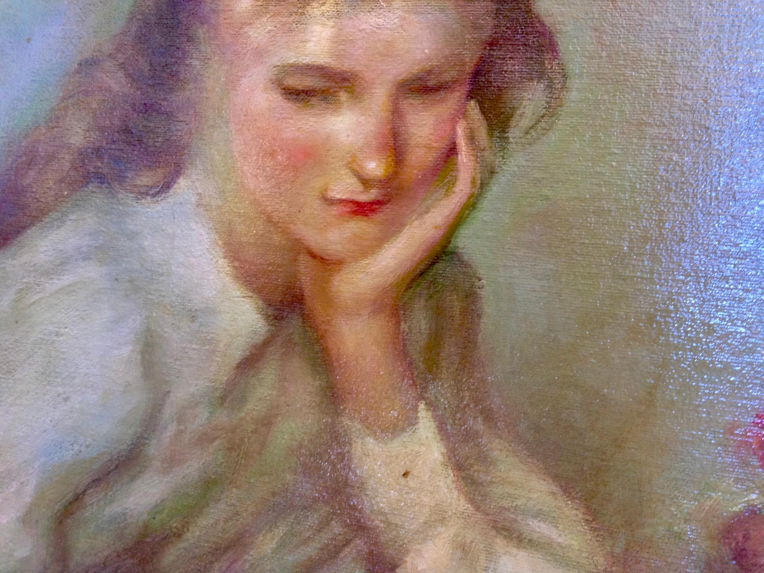 Painting of Comely Young Girls by Rene Rambert 1
