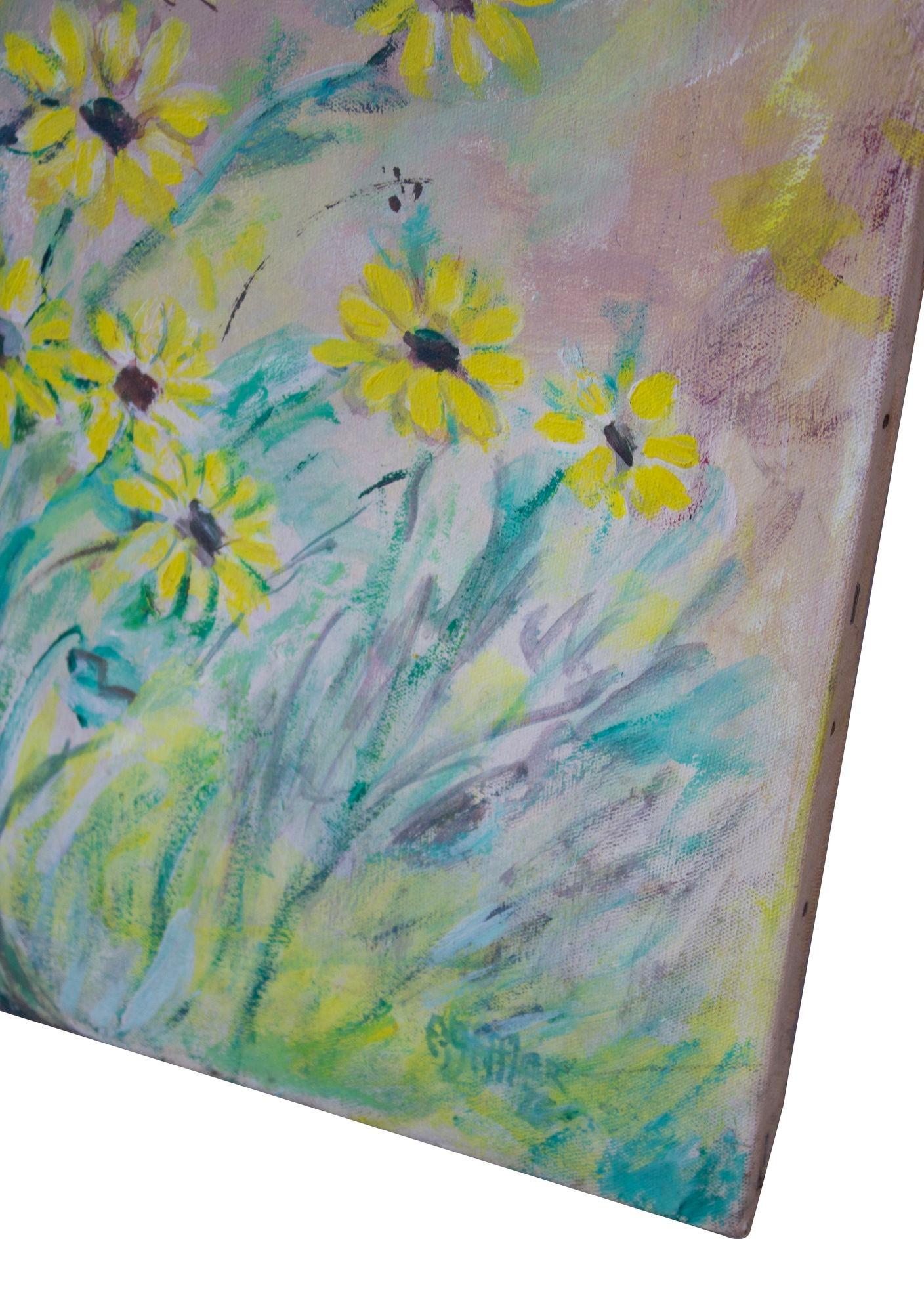 American Painting of Daisies or Black Eyed Susans- Floral Bouquet 20