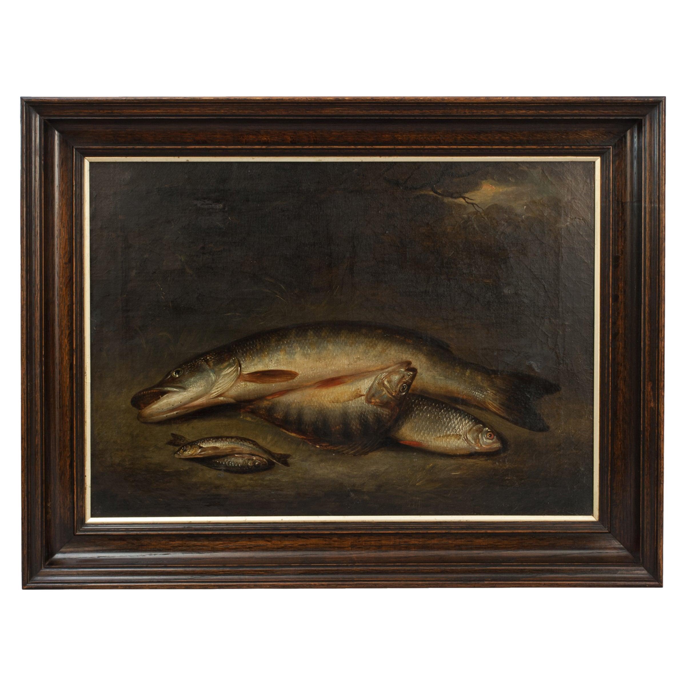 Painting Of Fish On The River Bank