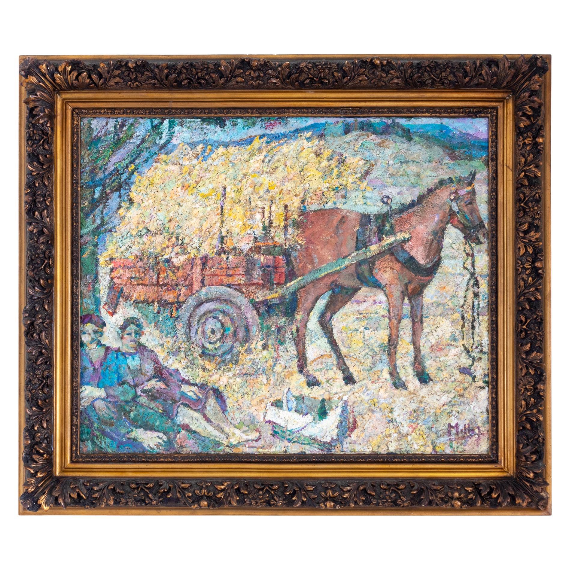 Pintura De Carro De Heno Por Mello Junior, Modernismo, (Siglo XX) en venta