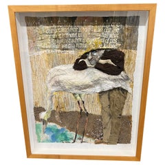 Painting of J Robert Oppenheimer with Mixed Media by Sam Fink