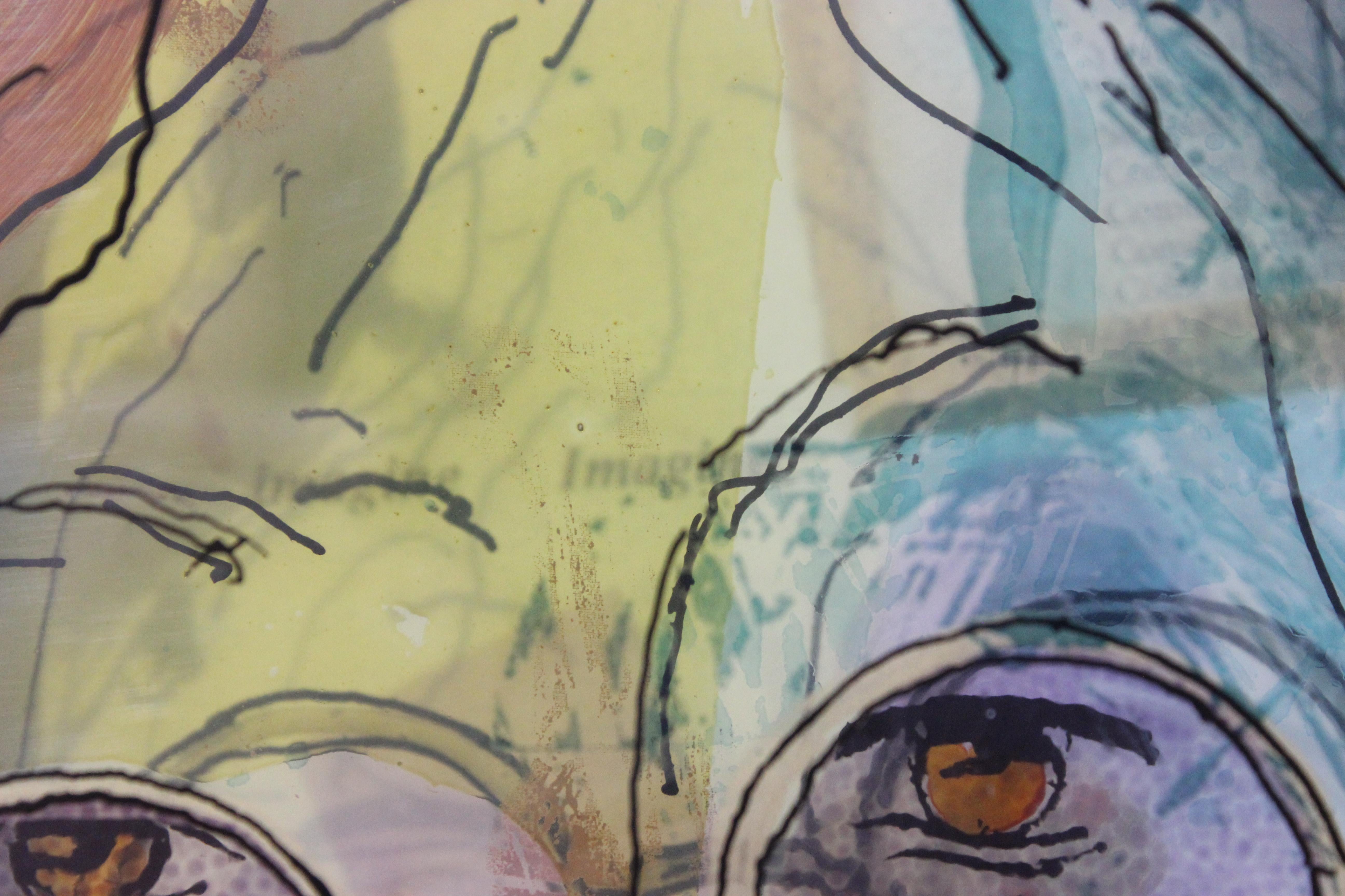 Pintura de John Lennon sobre cristal de Jean Pierre Weill en venta 4