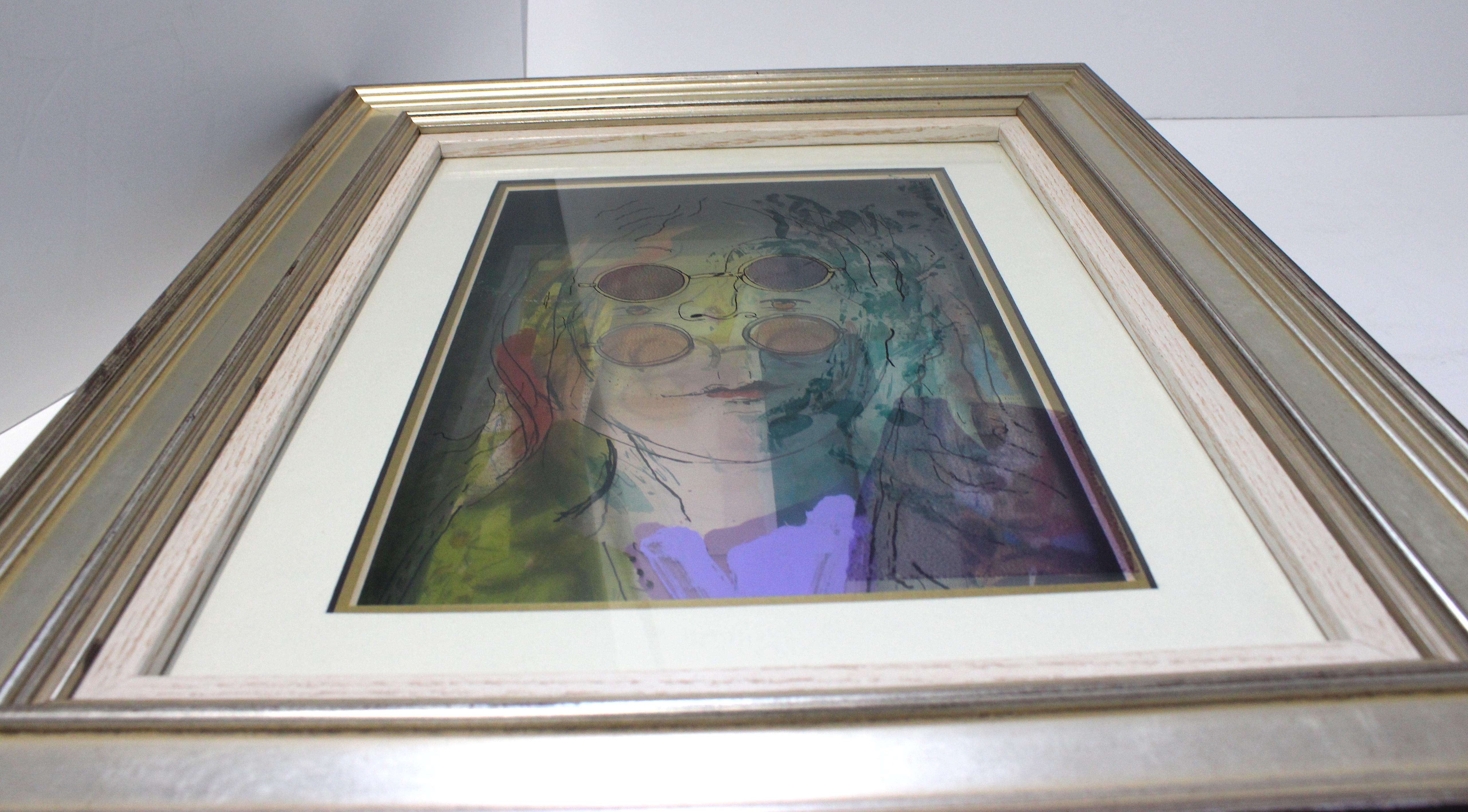Painting of John Lennon on Glass by Jean Pierre Weill For Sale 8