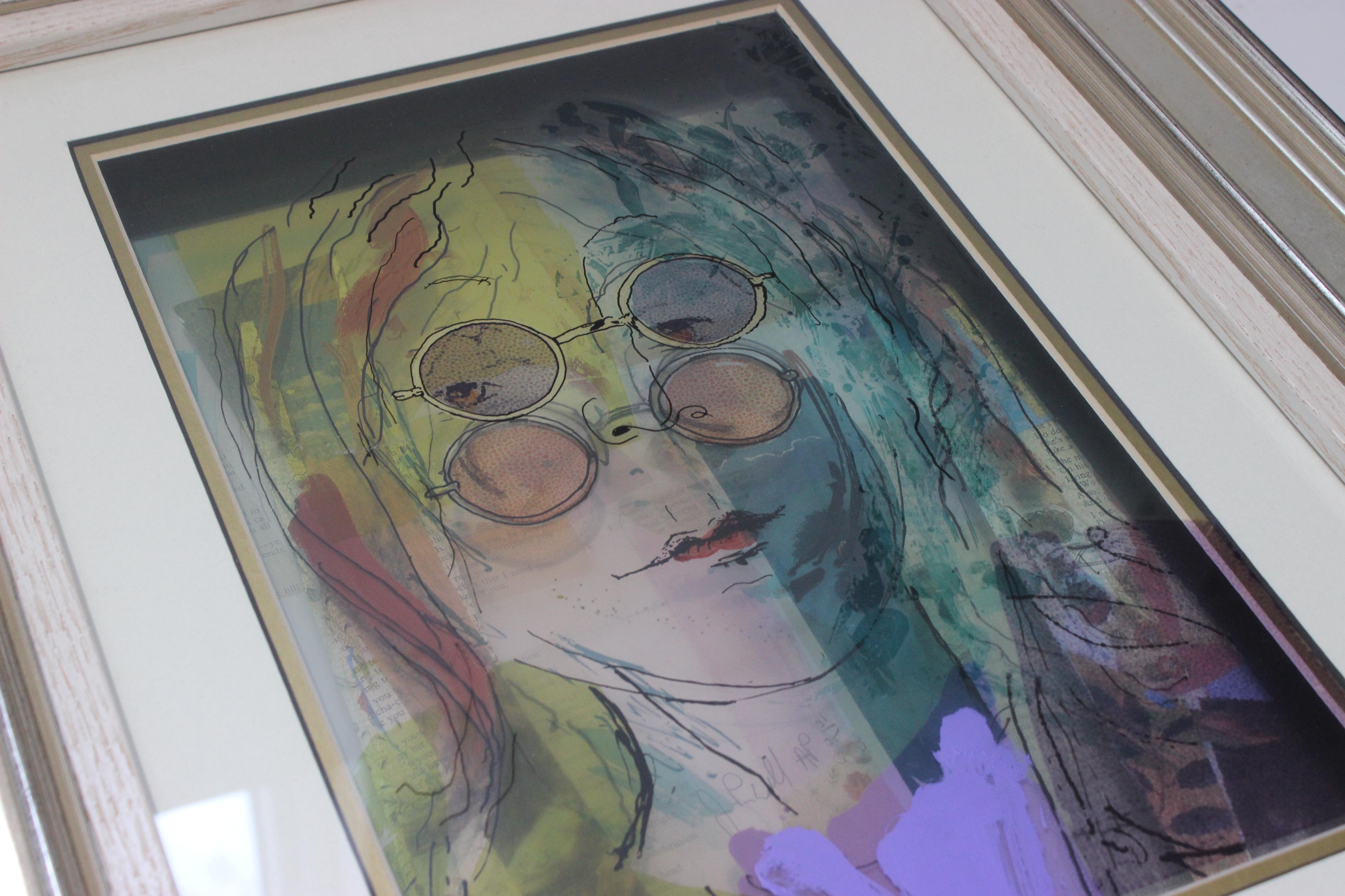 Pintura de John Lennon sobre cristal de Jean Pierre Weill en venta 11