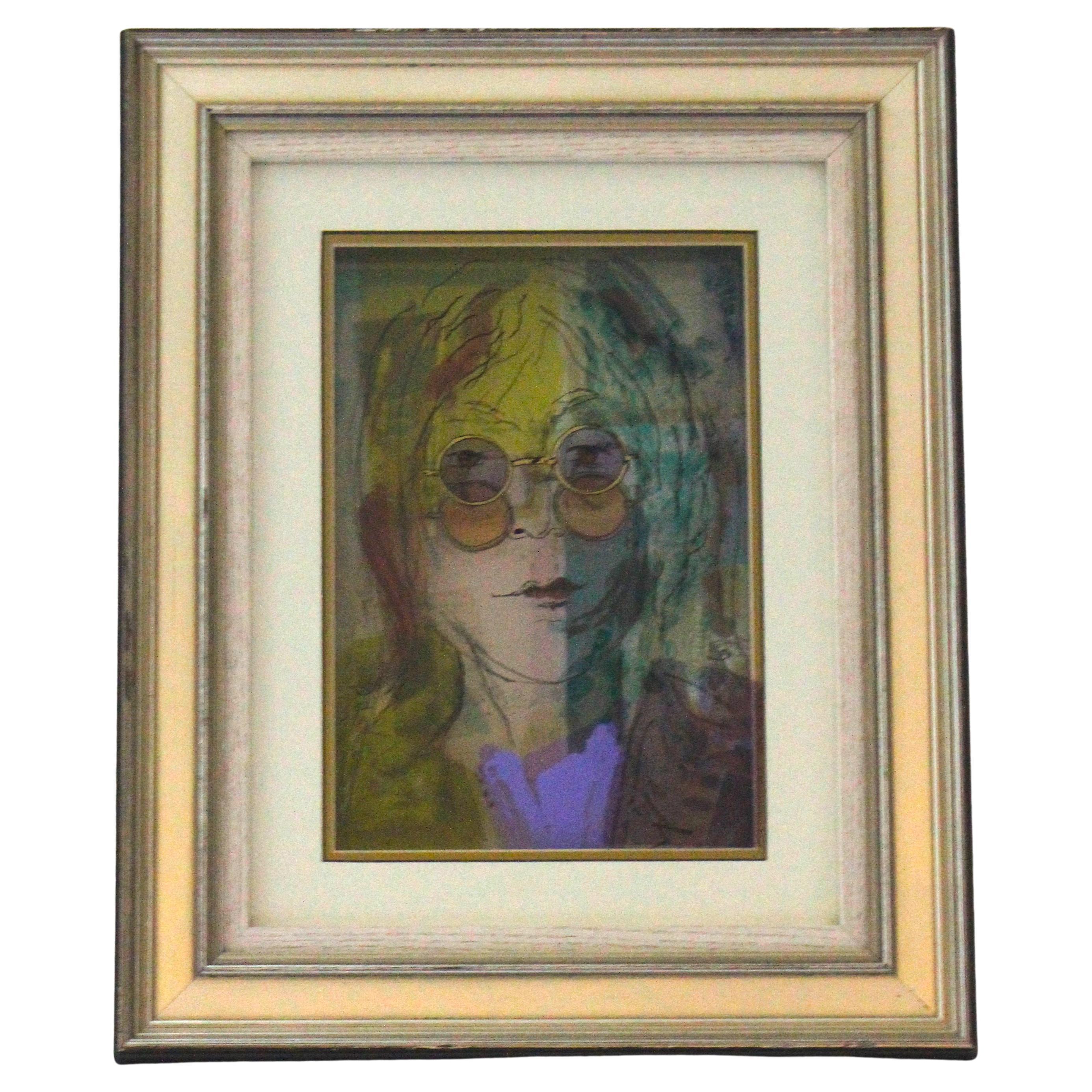Painting of John Lennon on Glass by Jean Pierre Weill For Sale
