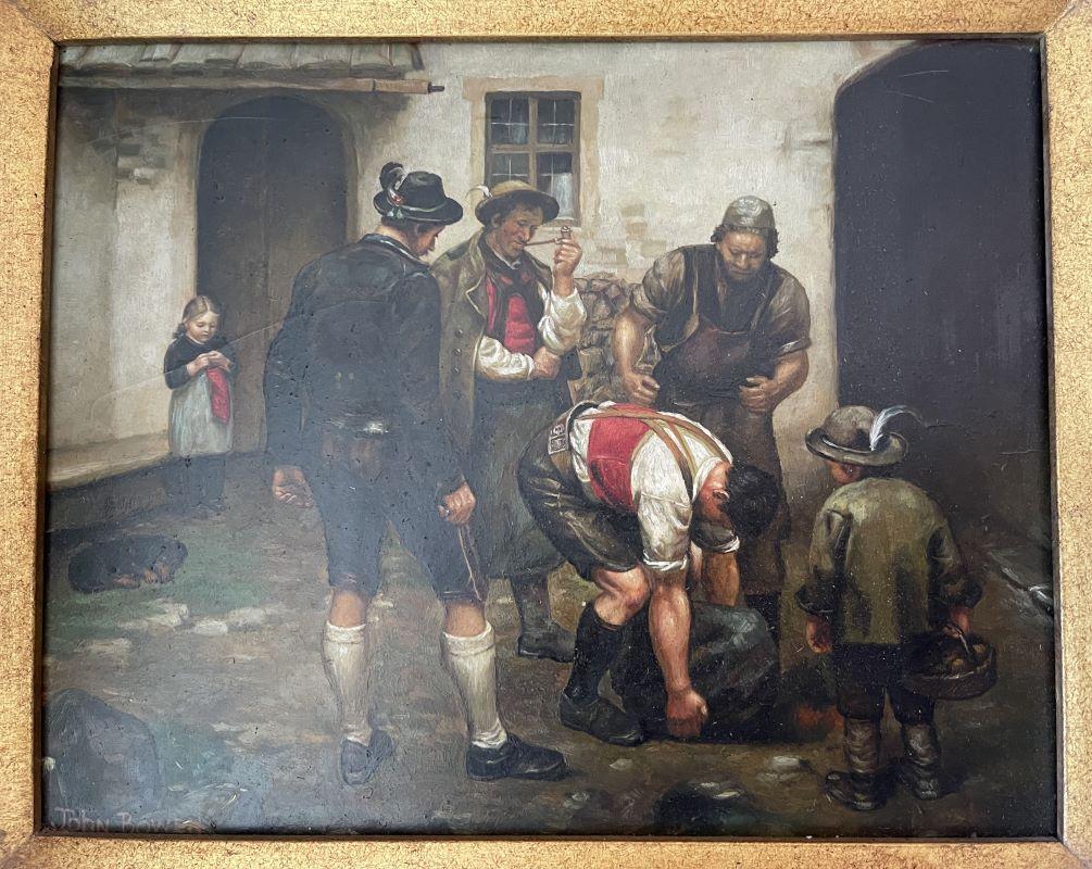 Gemälde von Laborern in einem schönen vergoldeten Rahmen
14 