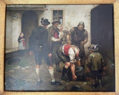 Painting of Laborers in a Beautiful Gilt Frame