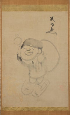 Painting of Lucky God Daikoku by Famous Zen Master Sengai Gibon