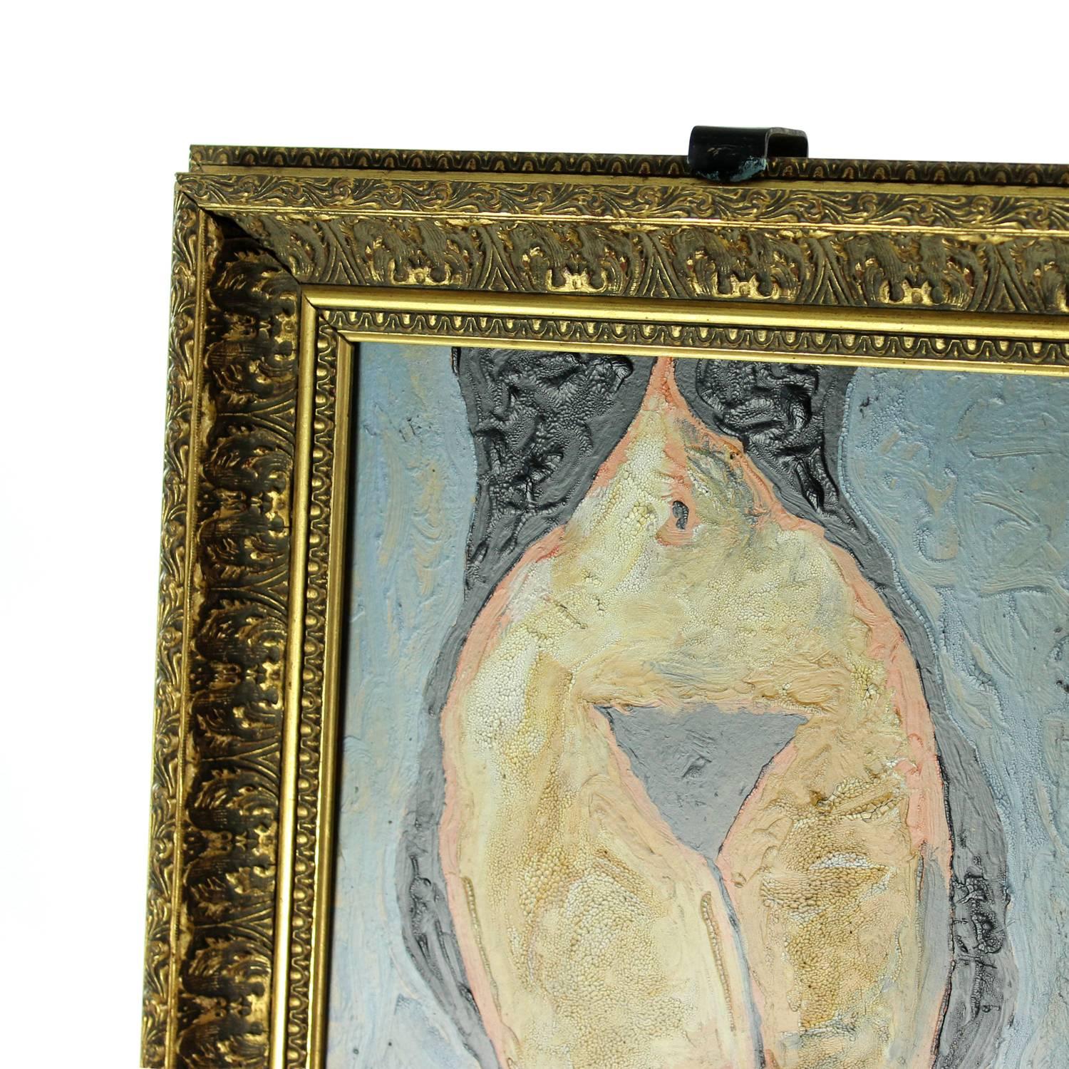Bohemian Painting of Nude Woman in Original Frame, Unknown Author, Vienna, circa 1920 For Sale