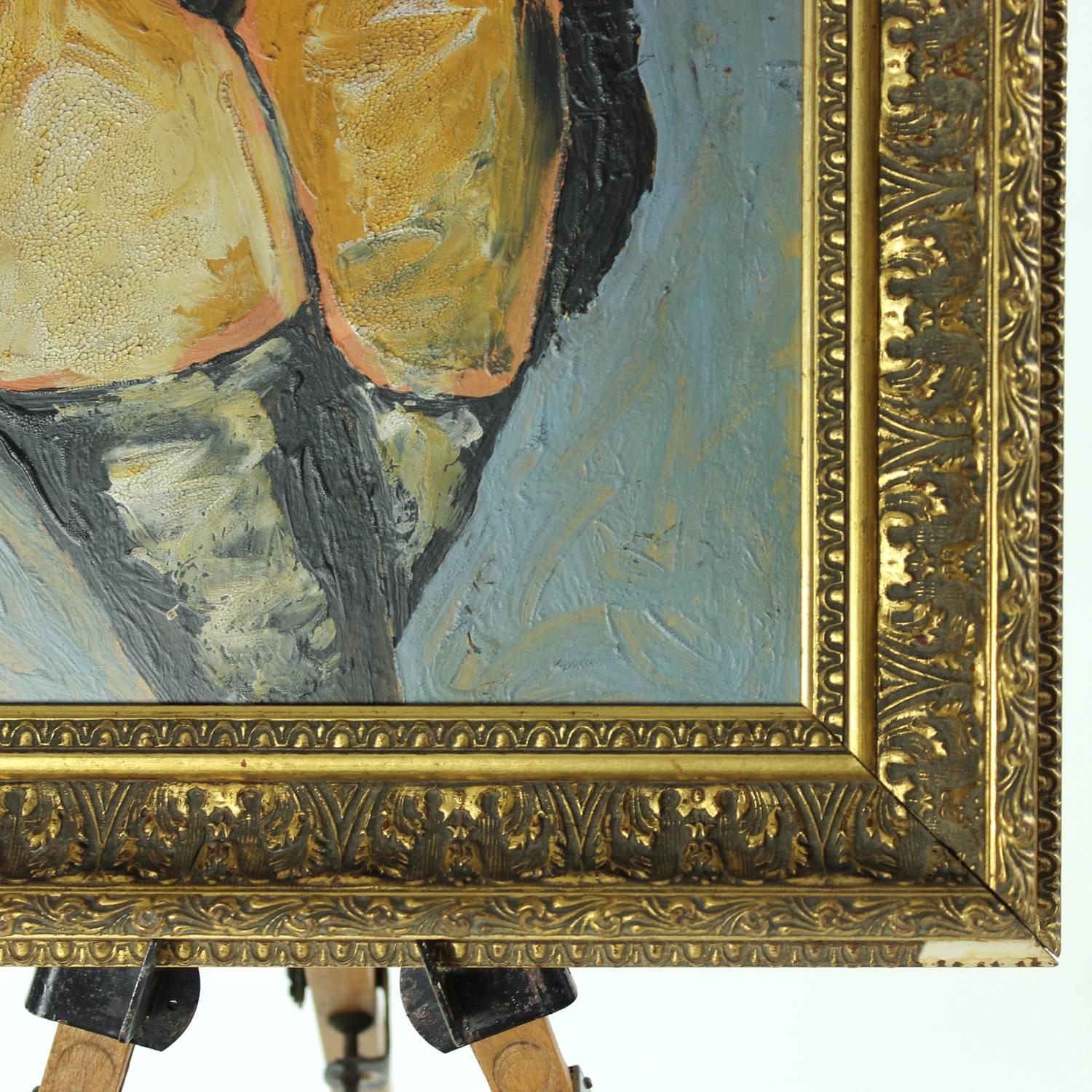 Austrian Painting of Nude Woman in Original Frame, Unknown Author, Vienna, circa 1920 For Sale