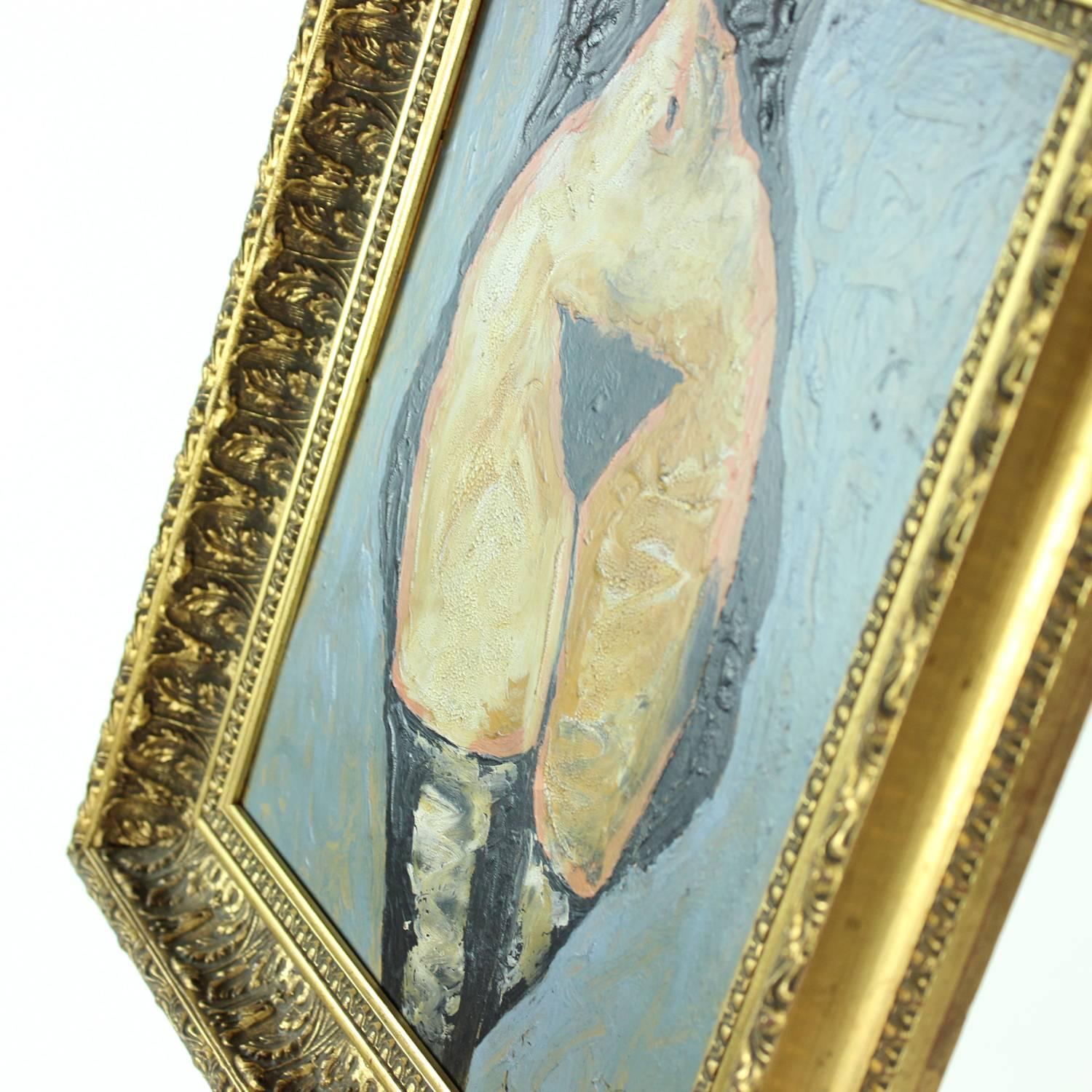 20th Century Painting of Nude Woman in Original Frame, Unknown Author, Vienna, circa 1920 For Sale