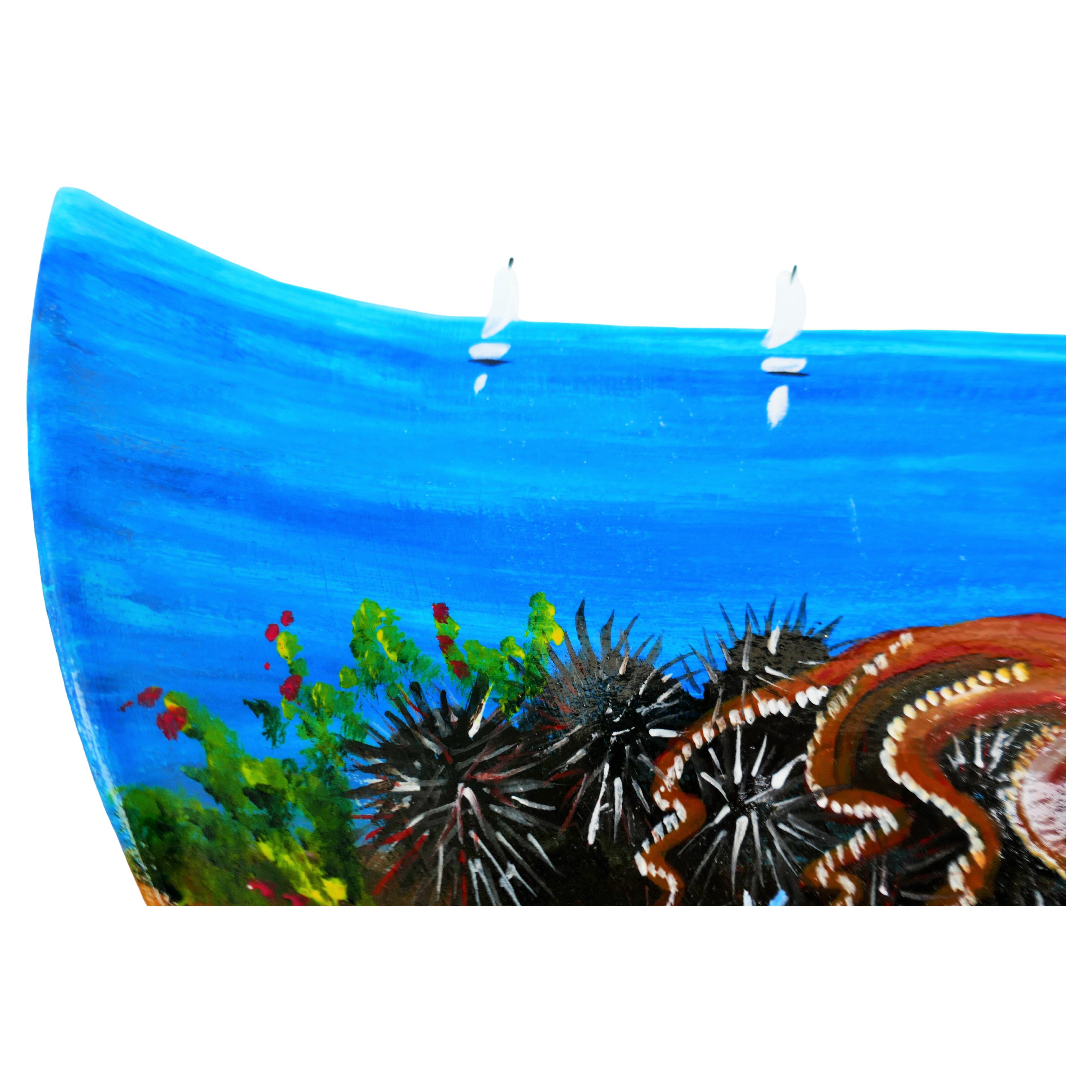 Painting of Pantelleria on a terracotta plate - Fish For Sale 1