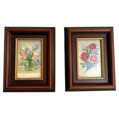 Painting of Roses Framed Shabby Chic Style Vintage Wall Decor Floral