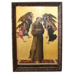 Gemälde des Heiligen Francis von Assisi mit Engeln nach Sandro Botticelli