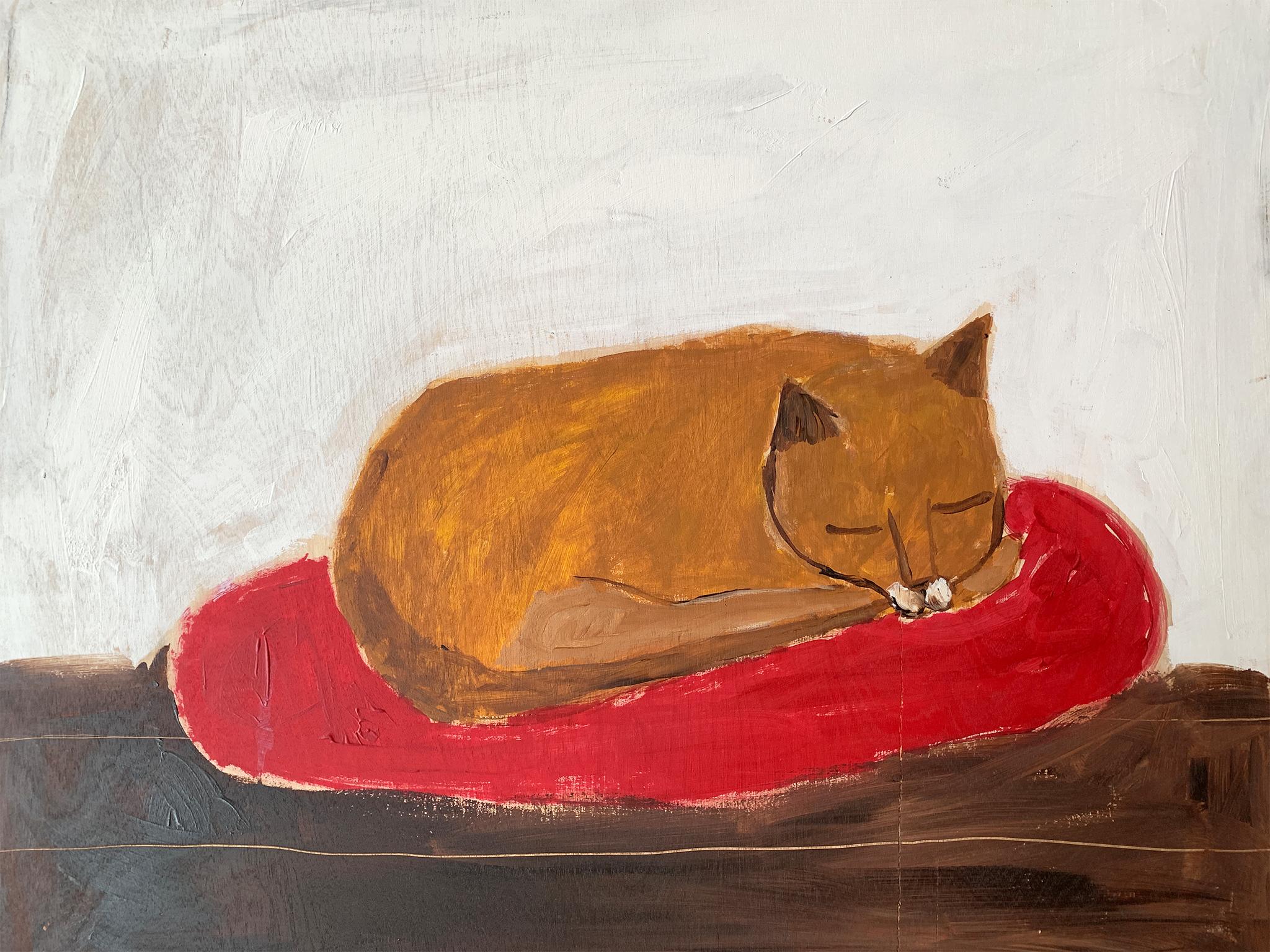 What's more adorable than this serenely sleeping cat! Painted by the late American artist Earl Swanigan. Acrylic on plywood. Signed on lower right.

Dimensions:
26 in. width
21.75 in. height
.25 in. depth

Condition notes:
In good condition.