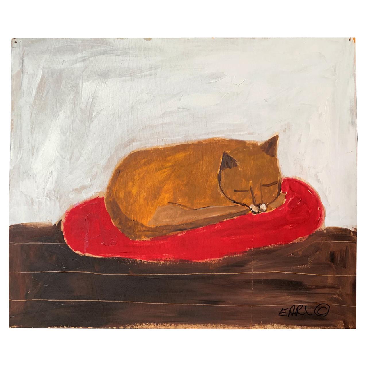 Painting of Sleeping Cat by Earl Swanigan