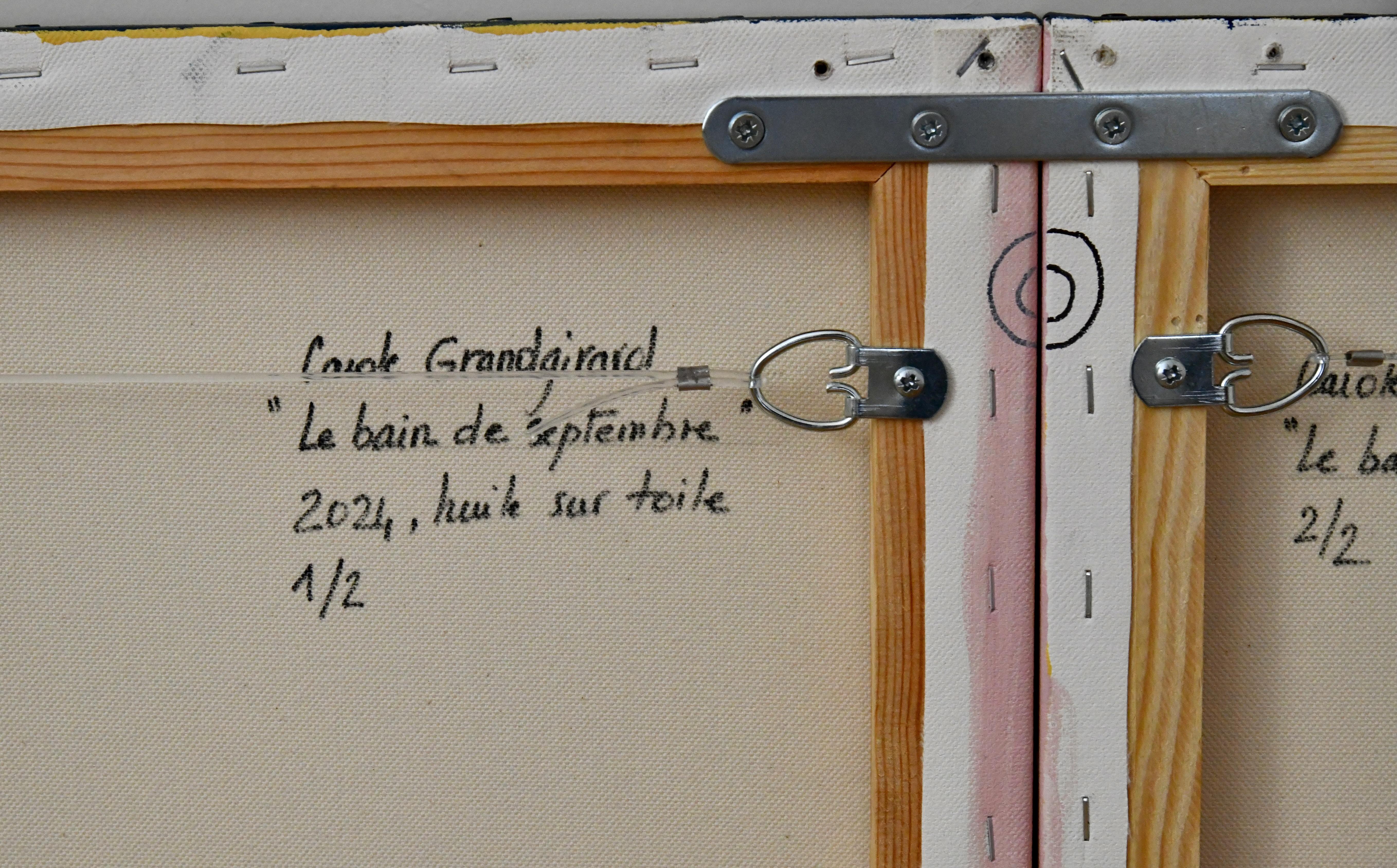 Francese Quadro di bagnanti LE BAIN DE SEPTEMBRE di Carole Grandgirard. in vendita