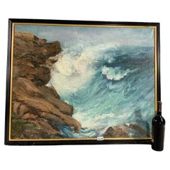 Painting of Surf Crashing on Rocks
