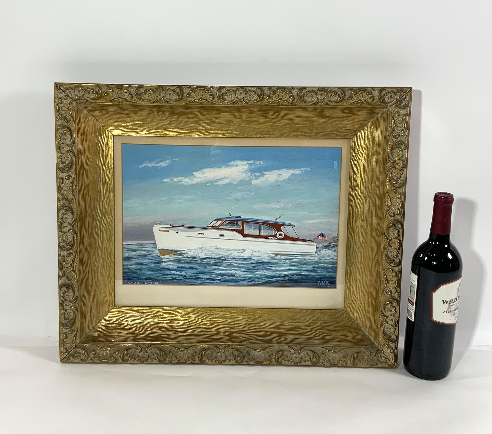 Américain Peinture du verre filé de la cabine de croisière III en vente