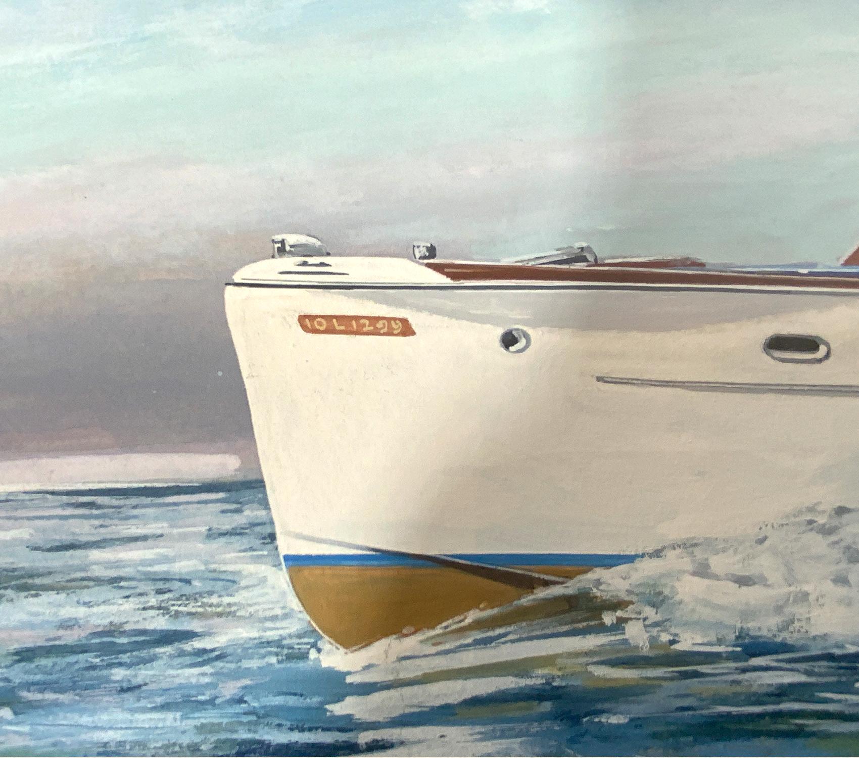 Mid-20th Century Painting of the Cabin Cruiser Spun Glass III For Sale