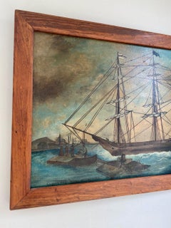 Painting of Clipper Ship 'Witch of the Wave at Anchor in Boston Harbor' ca 1850