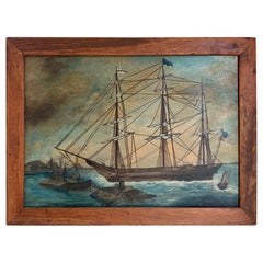 Painting of Clipper Ship 'Witch of the Wave at Anchor in Boston Harbor' ca 1850