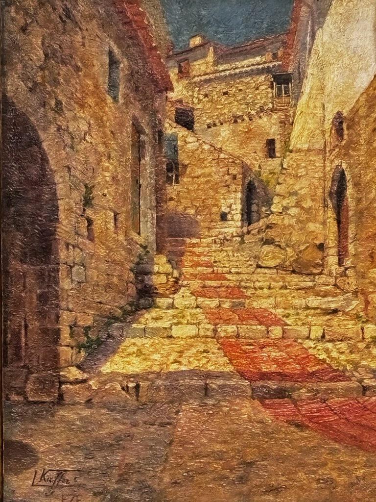 Francese Quadro del villaggio della Costa Azzurra Eze di Louis Kieffer, inizio XX secolo in vendita