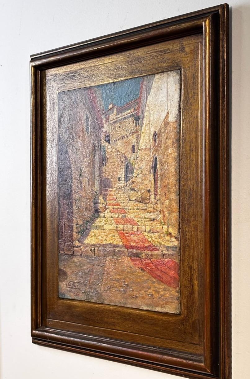 Pittura Quadro del villaggio della Costa Azzurra Eze di Louis Kieffer, inizio XX secolo in vendita