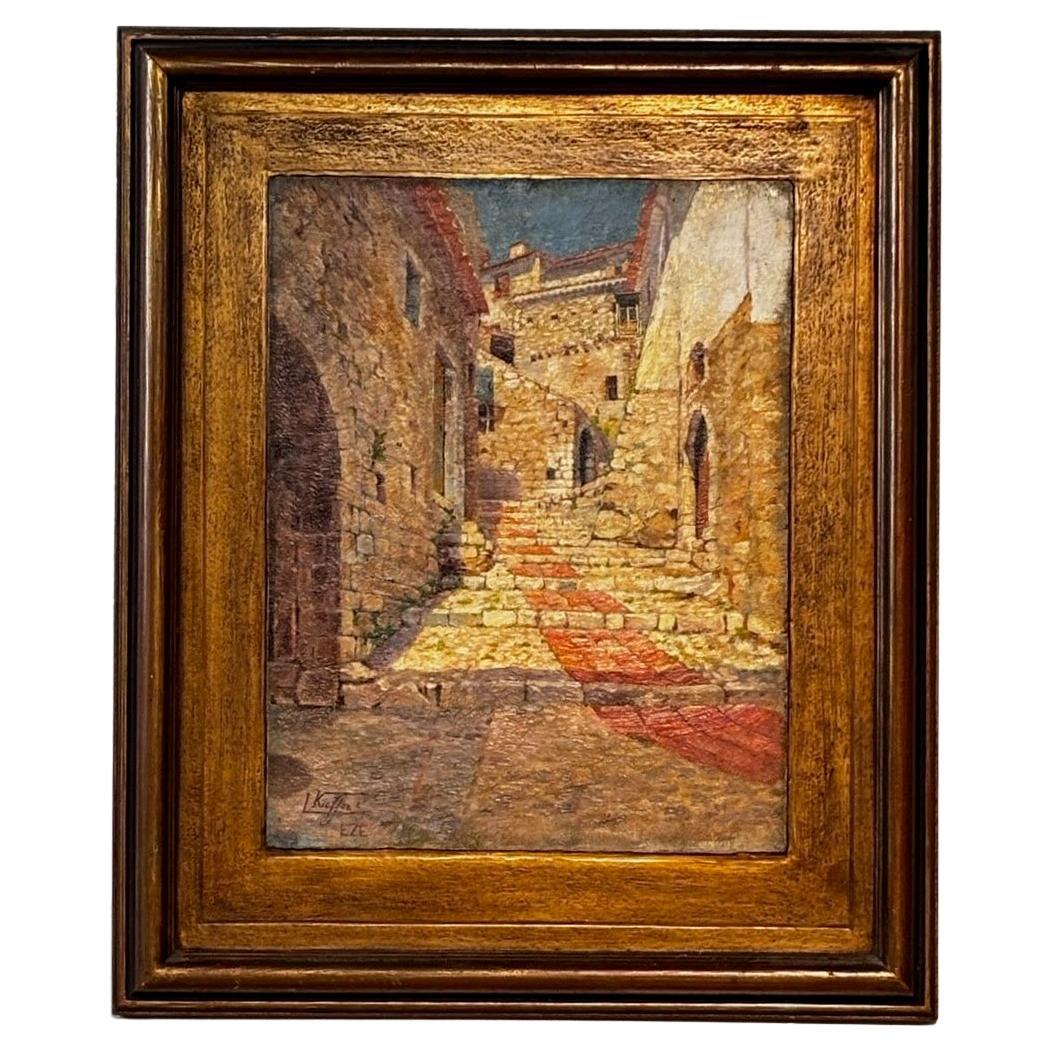 Quadro del villaggio della Costa Azzurra Eze di Louis Kieffer, inizio XX secolo in vendita